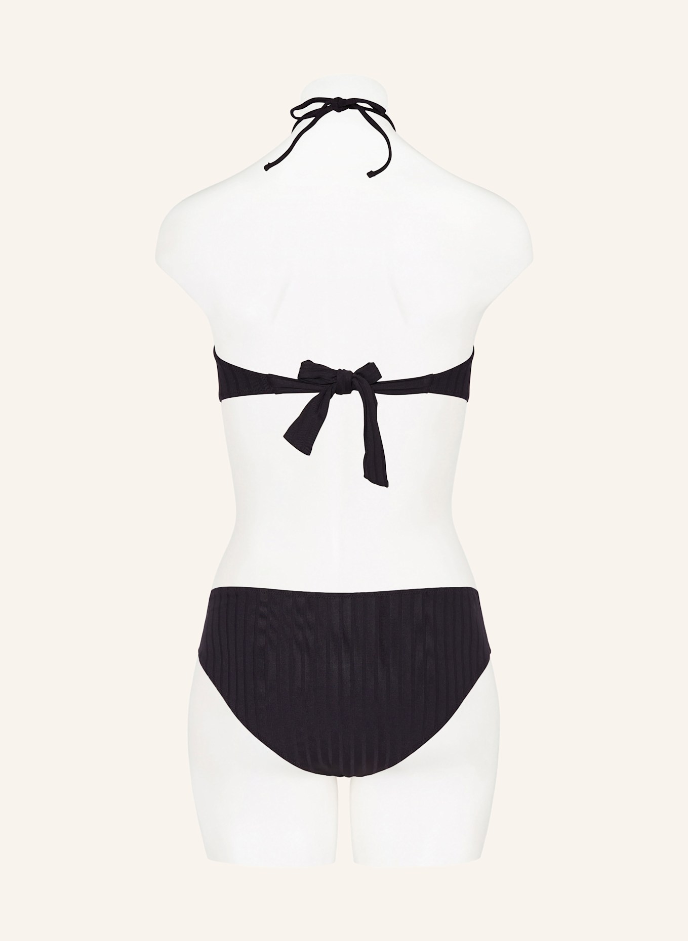 watercult Bandeau-Bikini-Top HENLEY RIB: SCHWARZ