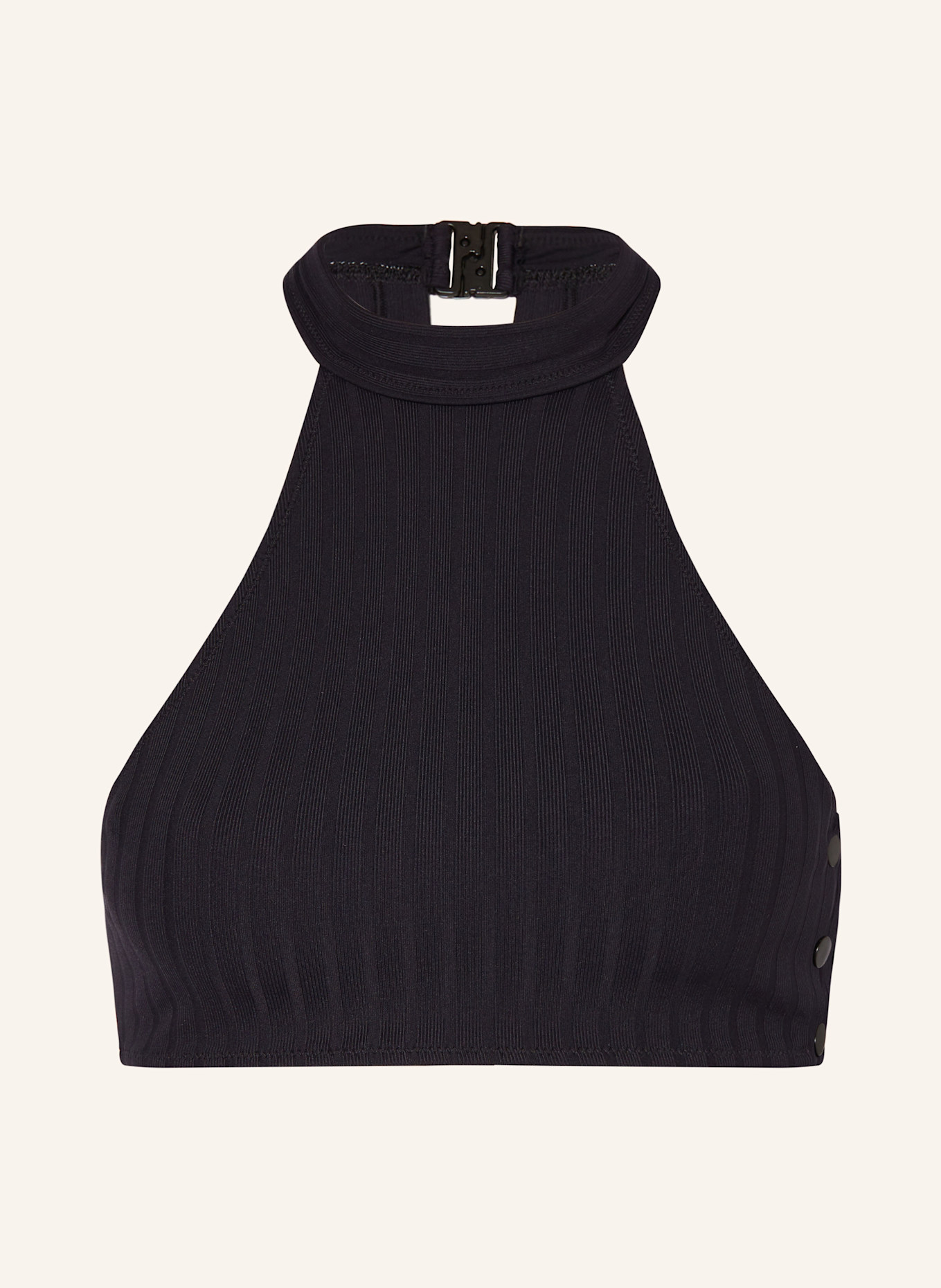 watercult High-Neck-Bikini-Top HENLEY RIB: SCHWARZ