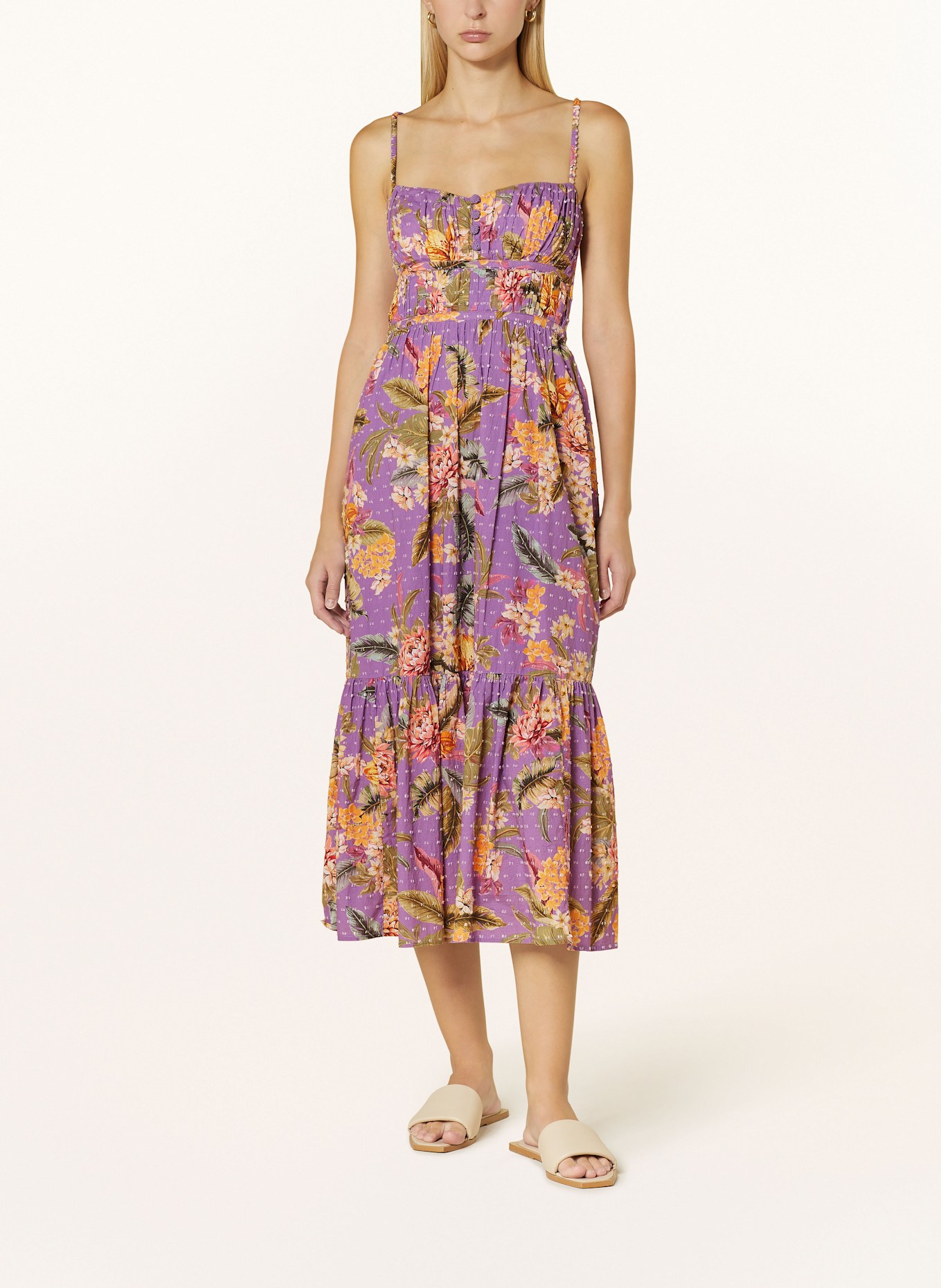 watercult Strandkleid DREAMSCAPE TROPICS: LILA / GRÜN / DUNKELGELB