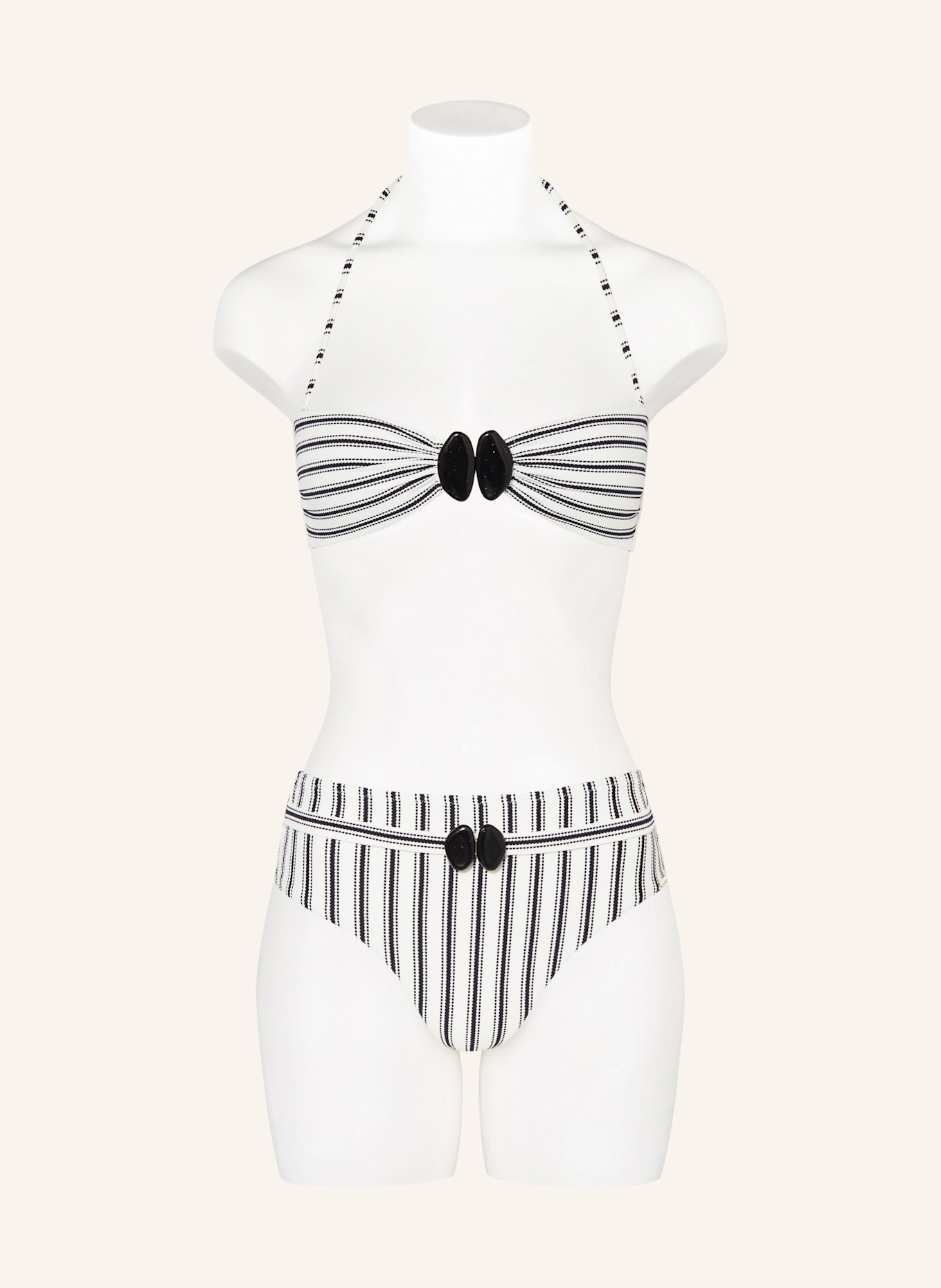 watercult Bandeau-Bikini-Hose SEASIDE SPLASH: WEISS/ SCHWARZ