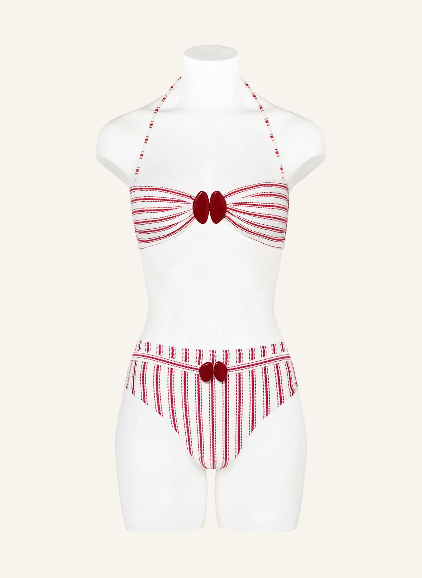 watercult Bandeau-Bikini-Hose SEASIDE SPLASH: SCHWARZ/ ROT