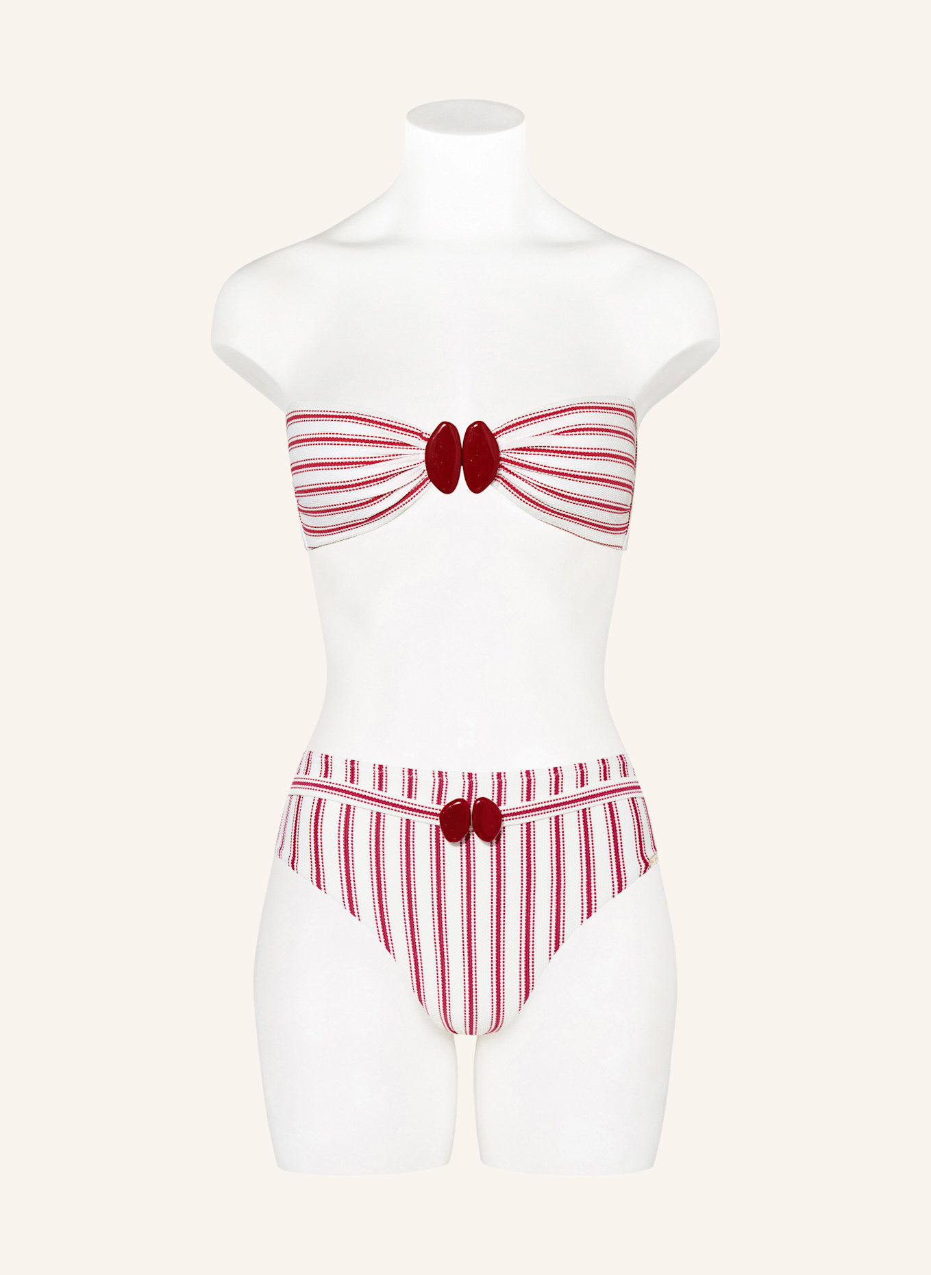 watercult Bandeau-Bikini-Hose SEASIDE SPLASH: SCHWARZ/ ROT