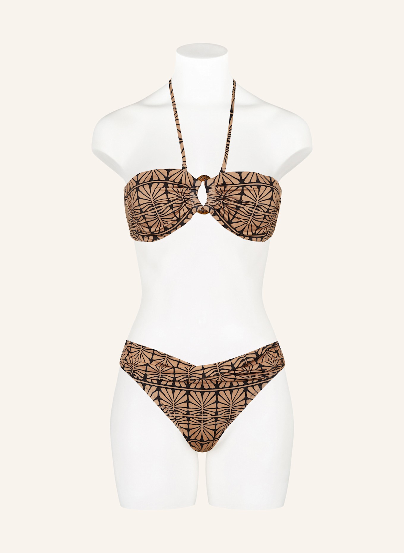 watercult Bikinové kalhotky brazilky ARTISAN VIBE: SVĚTLE HNĚDÁ/ ČERNÁ