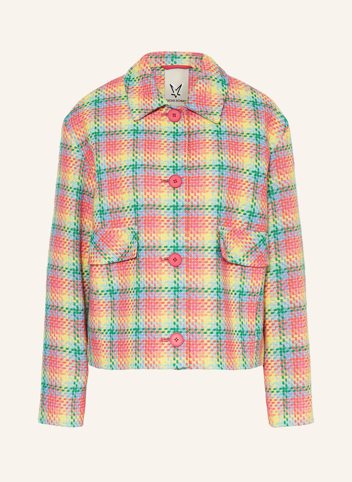 FUCHS SCHMITT Strickblazer: GRÜN / GELB / PINK
