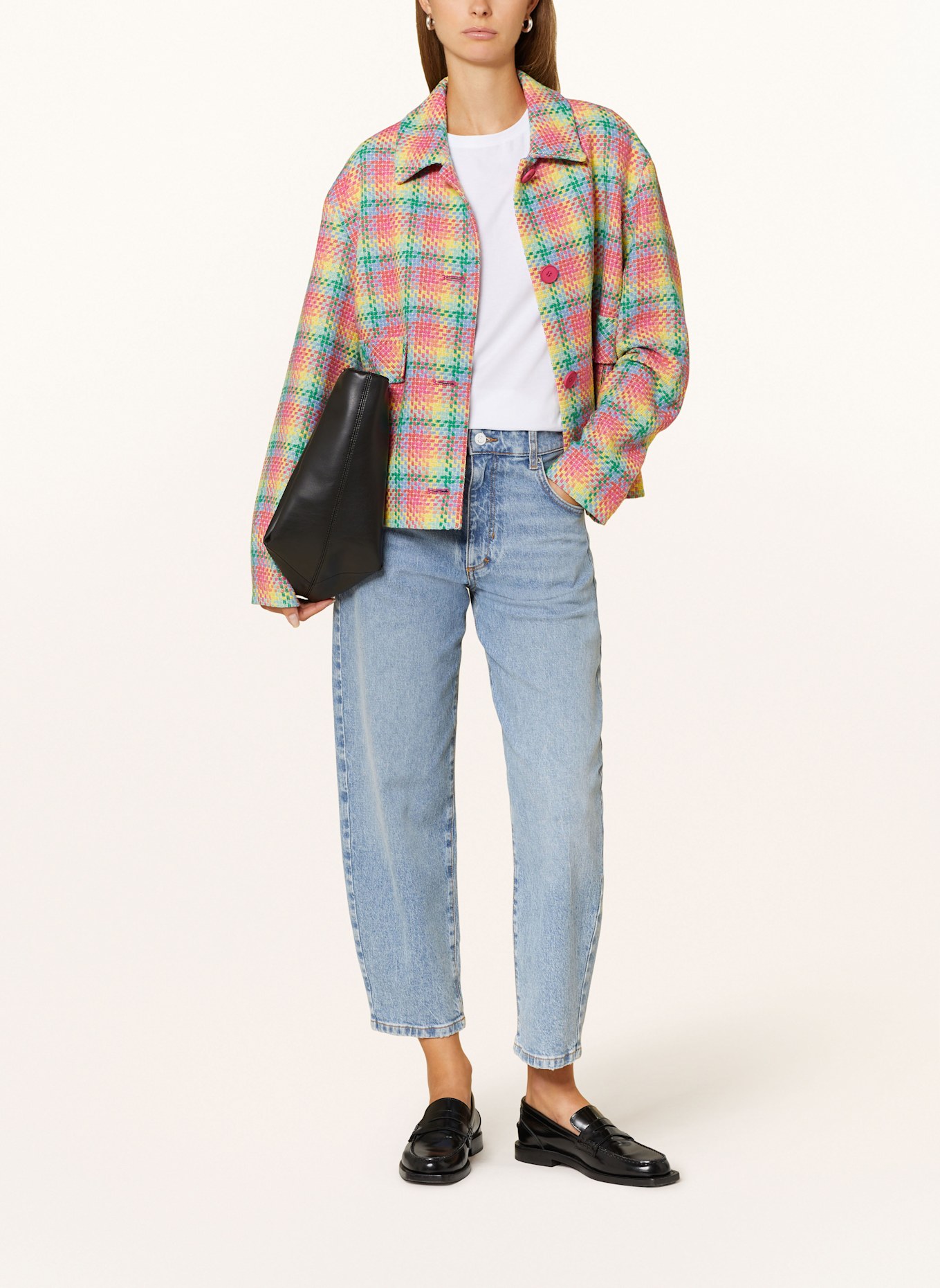 FUCHS SCHMITT Strickblazer: GRÜN / GELB / PINK