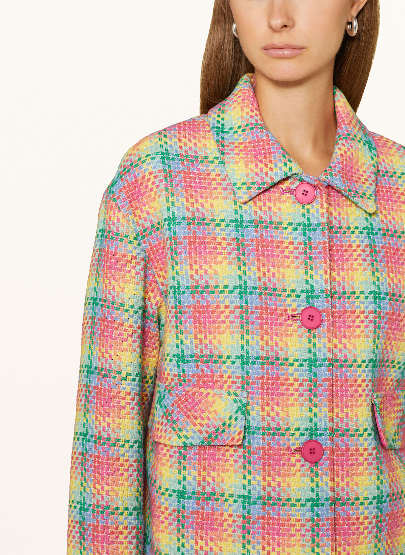 FUCHS SCHMITT Strickblazer: GRÜN / GELB / PINK