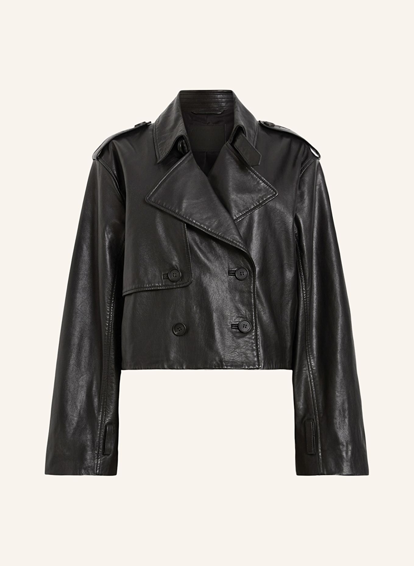 ALLSAINTS Cropped-Trenchcoat HENDRY aus Leder, Farbe: SCHWARZ (Bild 1)