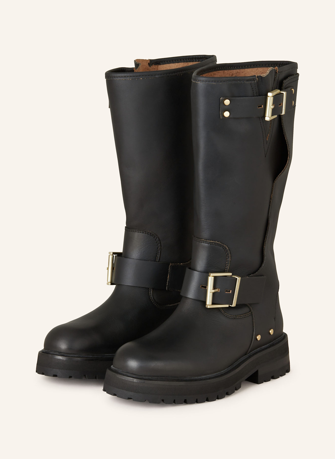 Black biker boots uk clearance
