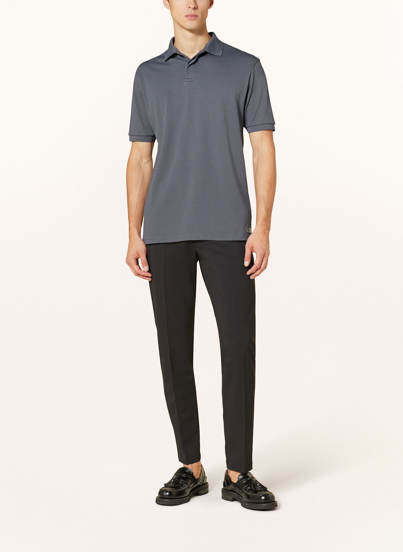 DRYKORN Koszulka polo z piki SANTOS: GRANATOWY / CZIEMNOSZARY