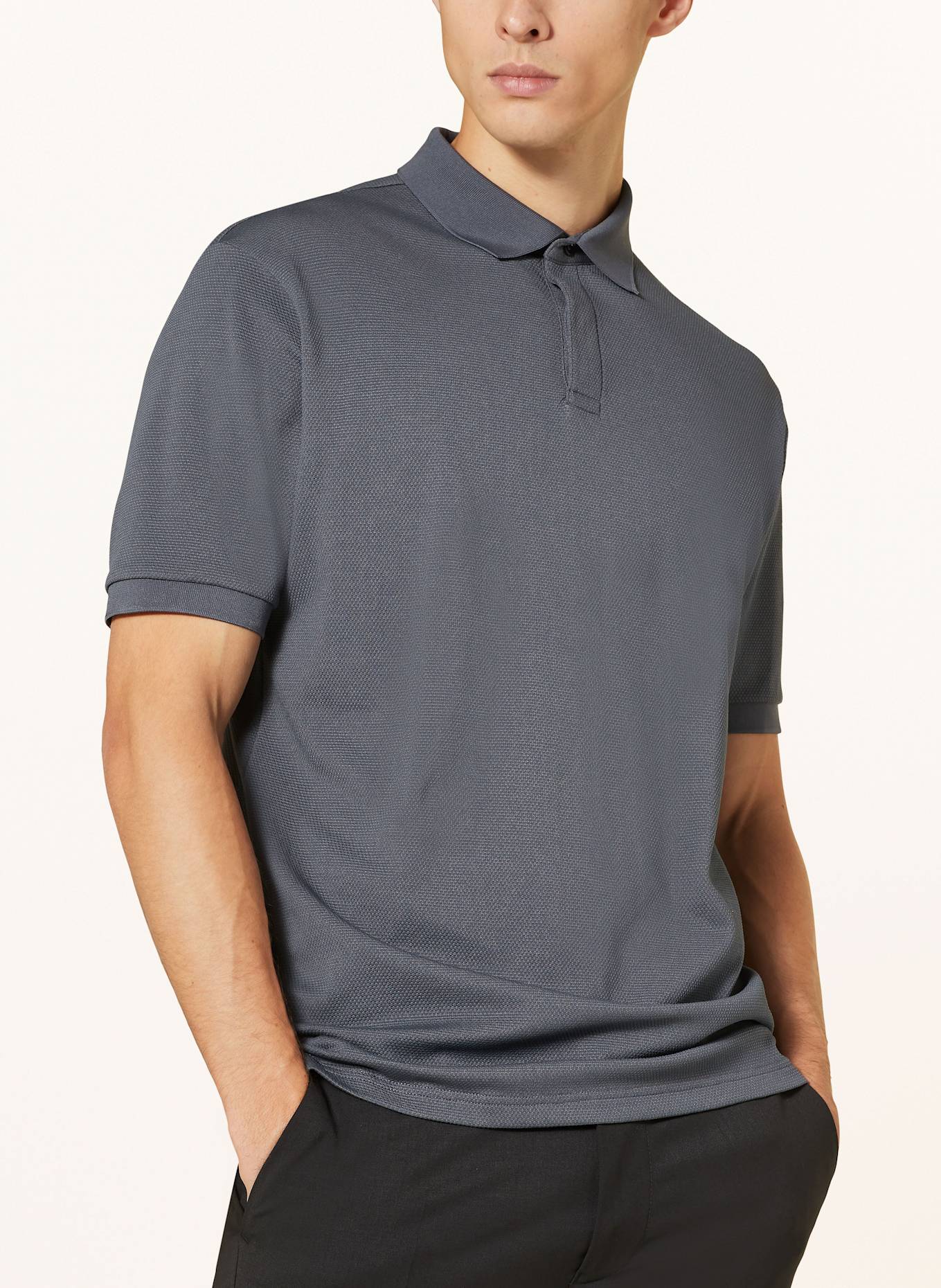 DRYKORN Koszulka polo z piki SANTOS: GRANATOWY / CZIEMNOSZARY