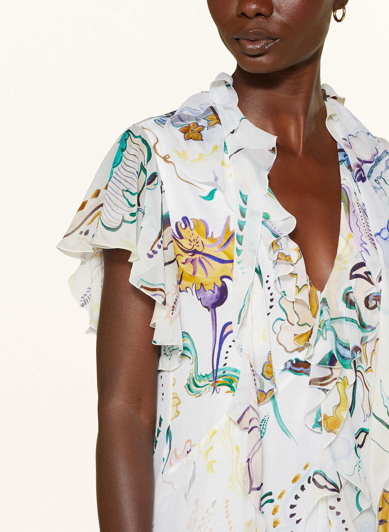 DOROTHEE SCHUMACHER Kleid FLORAL TWIST mit Volants: CREME