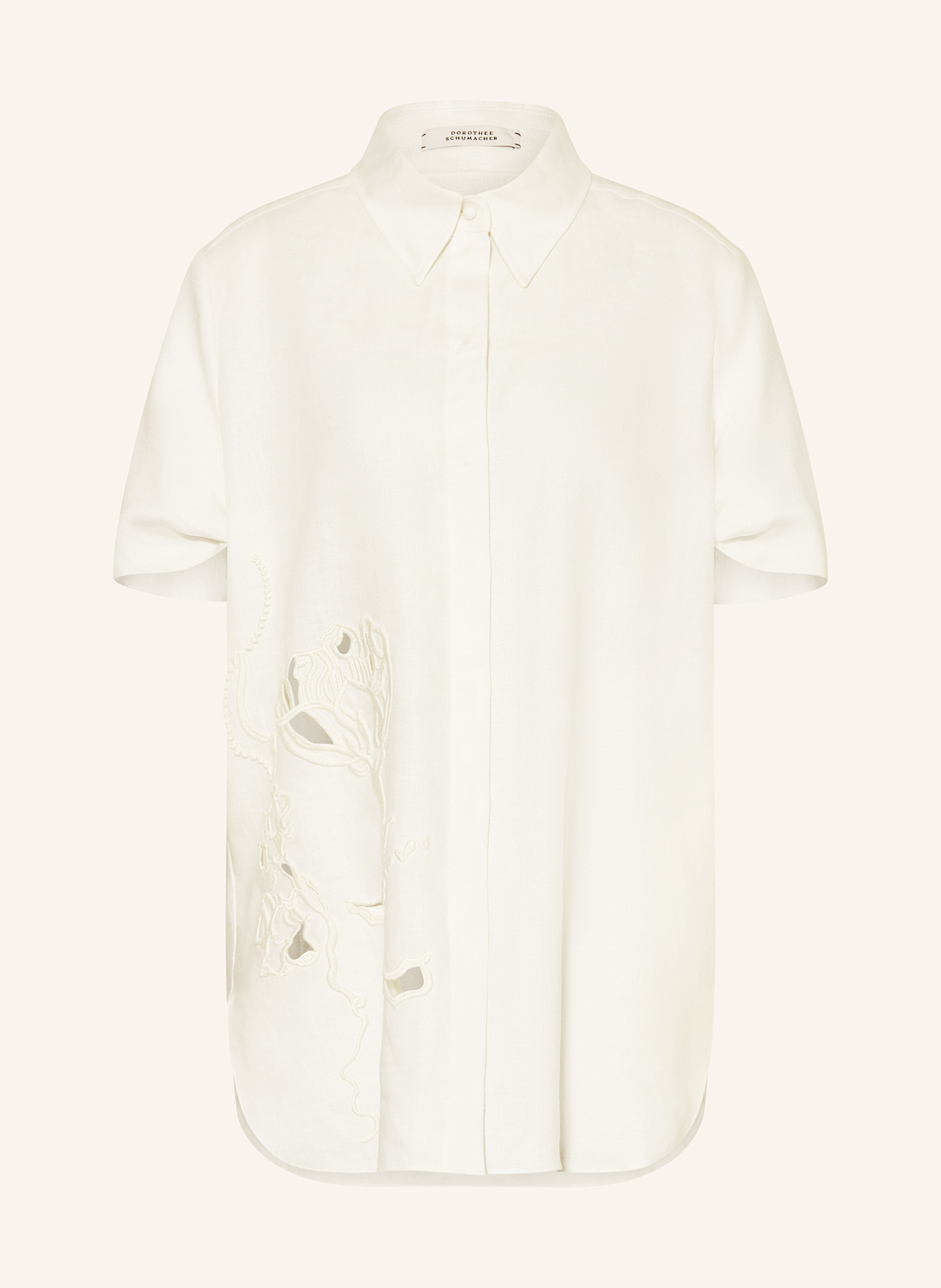 DOROTHEE SCHUMACHER Hemdbluse EMBROIDERED BEAUTY aus Leinen: CREME
