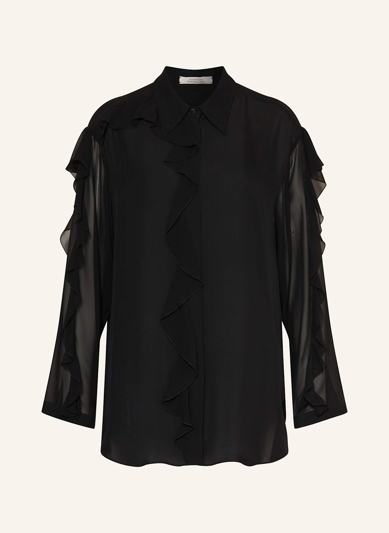 DOROTHEE SCHUMACHER Hemdbluse SHEER TWIST aus Seide mit Volants: SCHWARZ