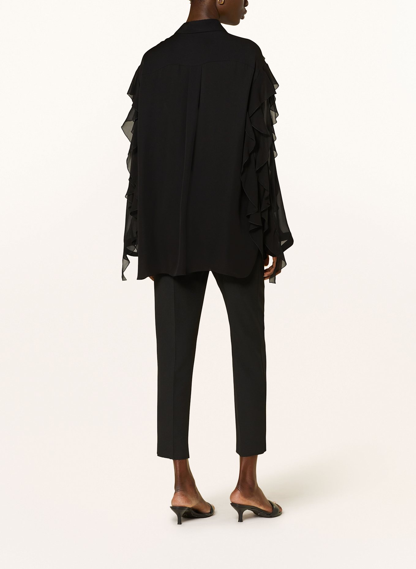 DOROTHEE SCHUMACHER Hemdbluse SHEER TWIST aus Seide mit Volants: SCHWARZ