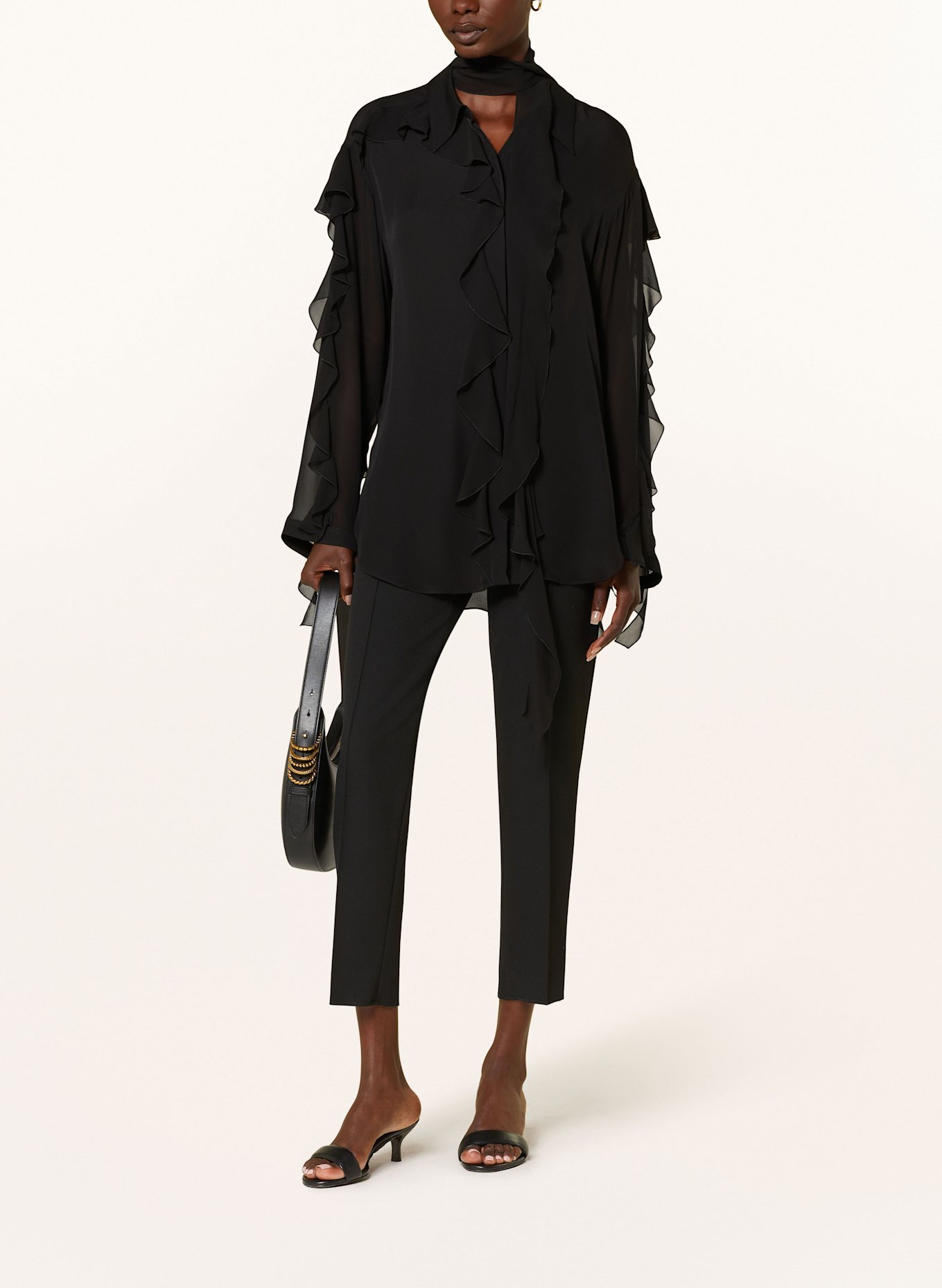 DOROTHEE SCHUMACHER Hemdbluse SHEER TWIST aus Seide mit Volants: SCHWARZ