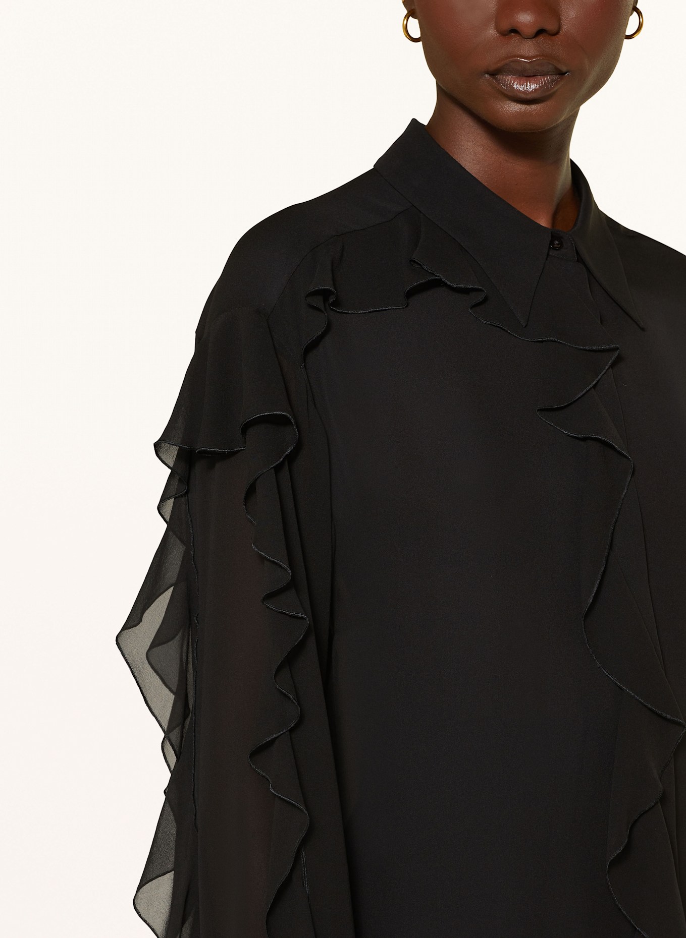 DOROTHEE SCHUMACHER Hemdbluse SHEER TWIST aus Seide mit Volants: SCHWARZ