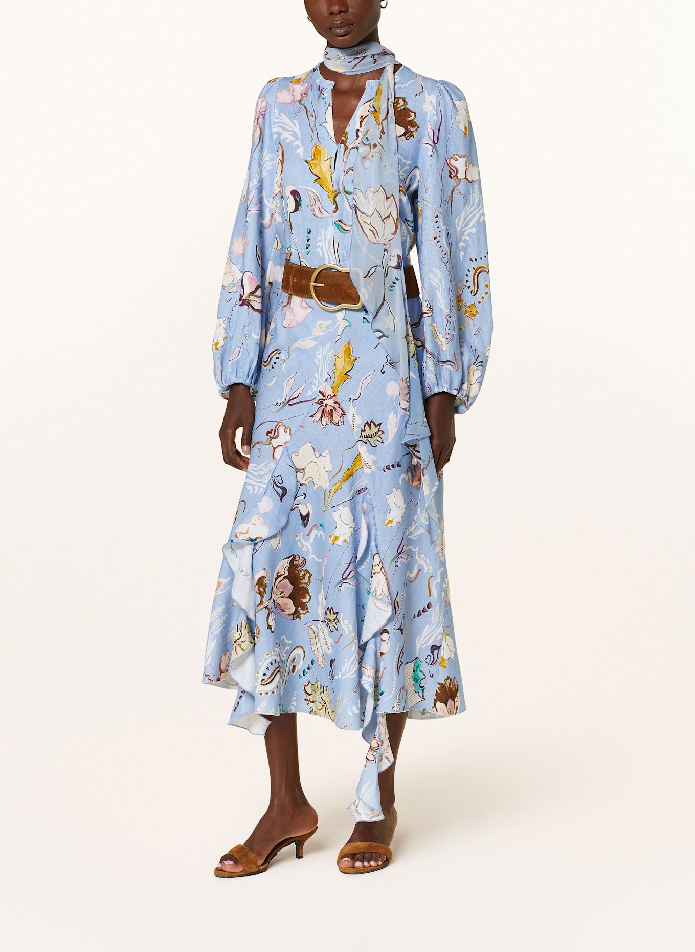 DOROTHEE SCHUMACHER Schluppenbluse FLORAL POWER: HELLBLAU/ DUNKELGELB