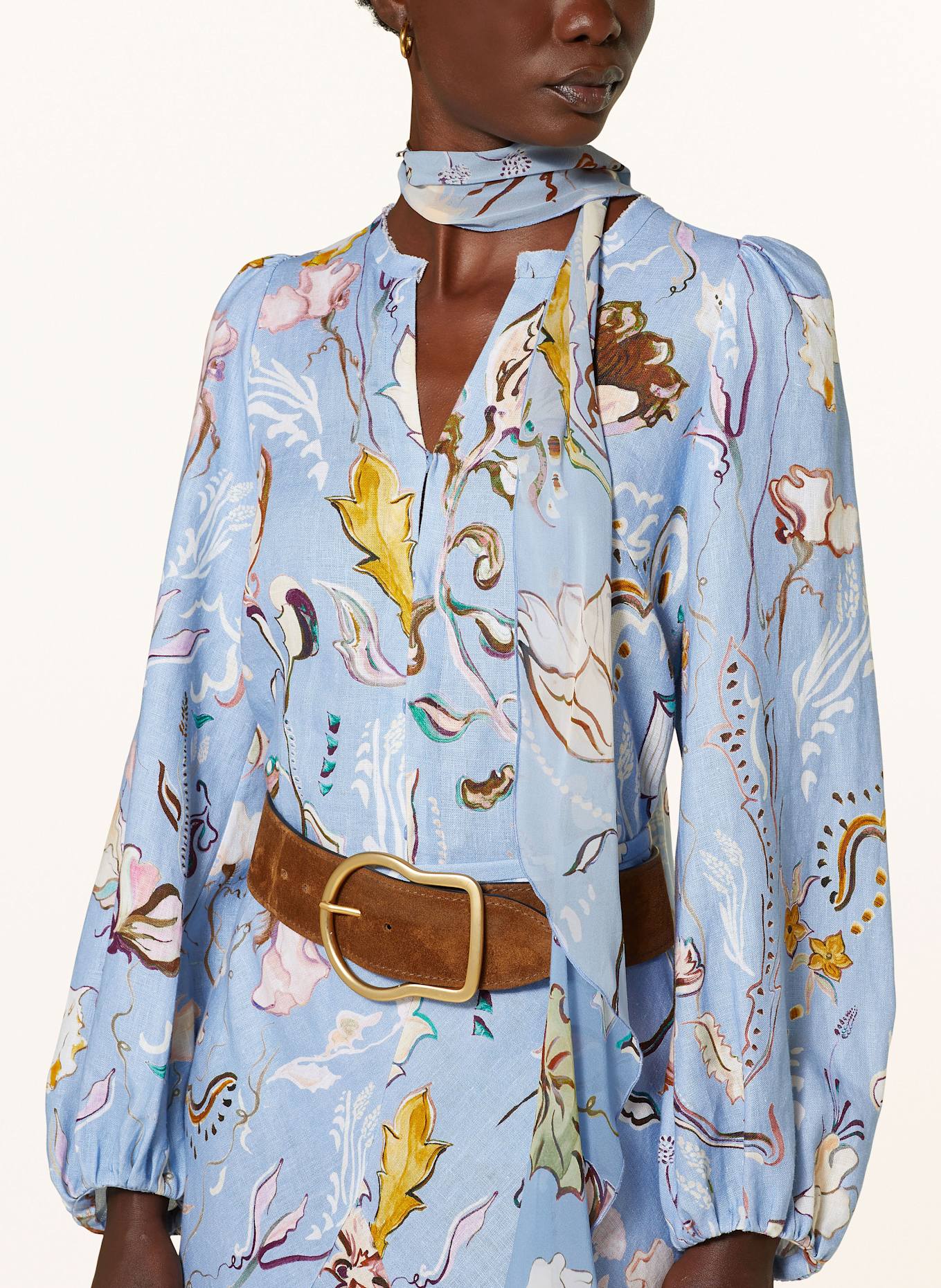 DOROTHEE SCHUMACHER Schluppenbluse FLORAL POWER: HELLBLAU/ DUNKELGELB