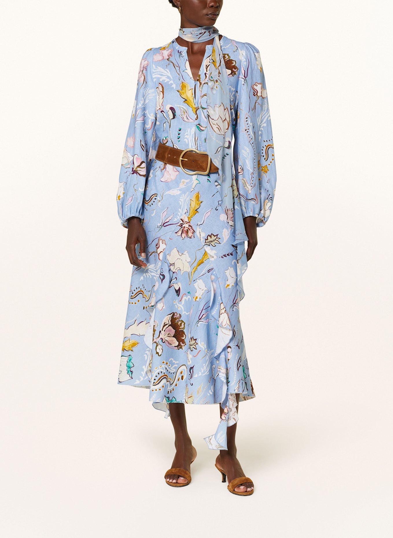 DOROTHEE SCHUMACHER Rock FLORAL POWER mit Volants: HELLBLAU/ DUNKELGELB