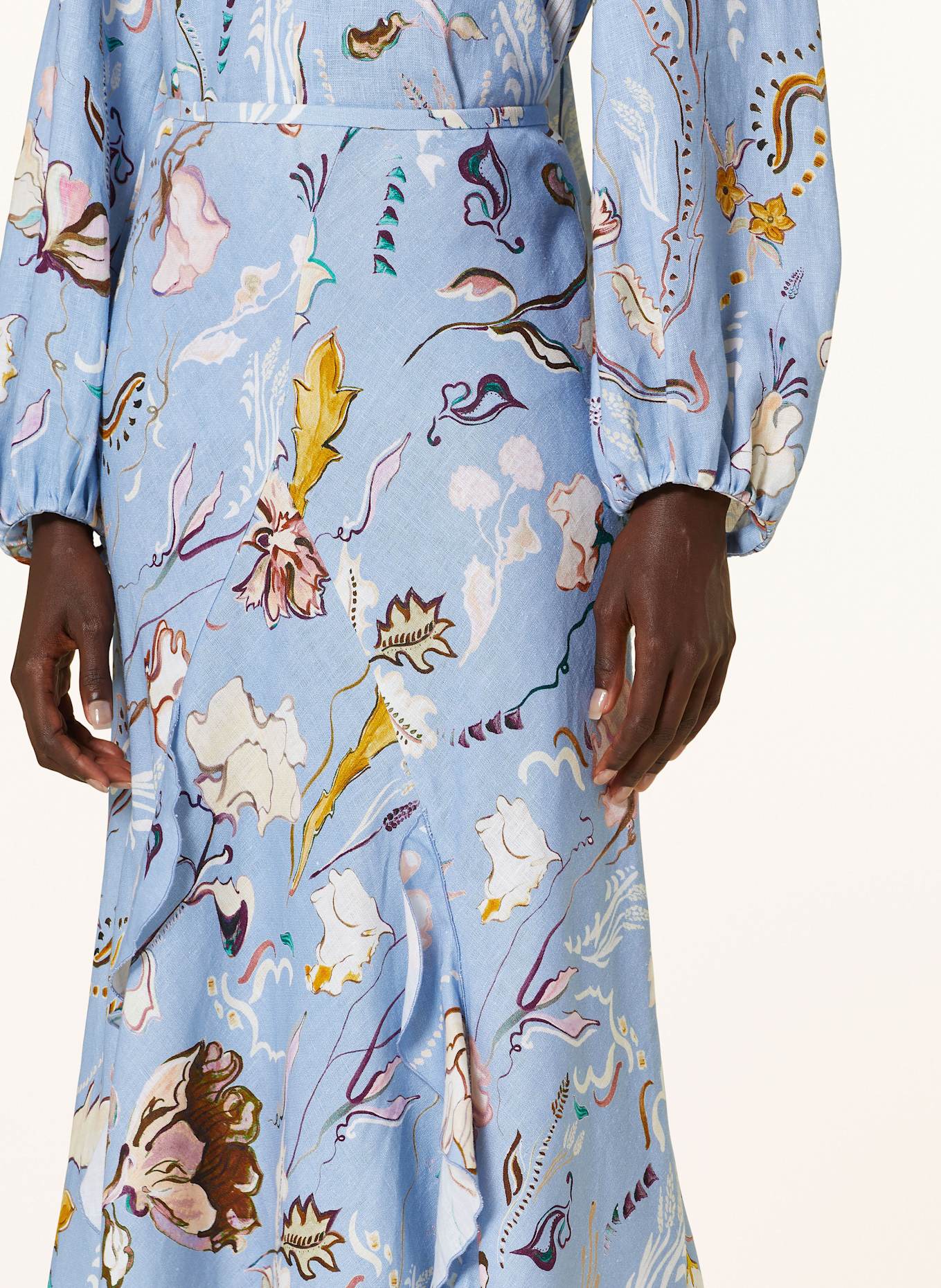 DOROTHEE SCHUMACHER Rock FLORAL POWER mit Volants: HELLBLAU/ DUNKELGELB