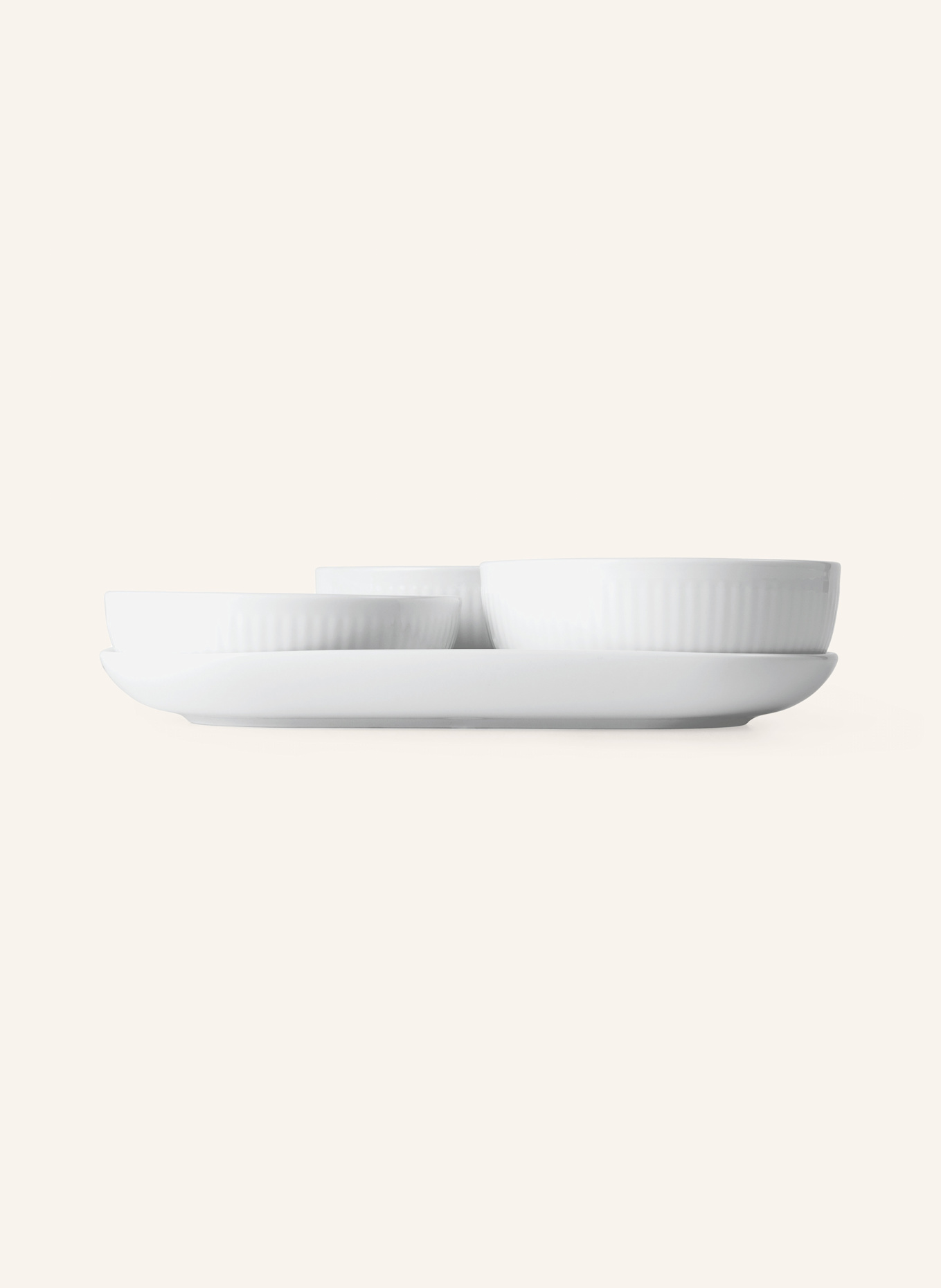 ROYAL COPENHAGEN 4-piece Set WHITE FLUTED: Serving platter and bowls, Color: WHITE (Image 3)