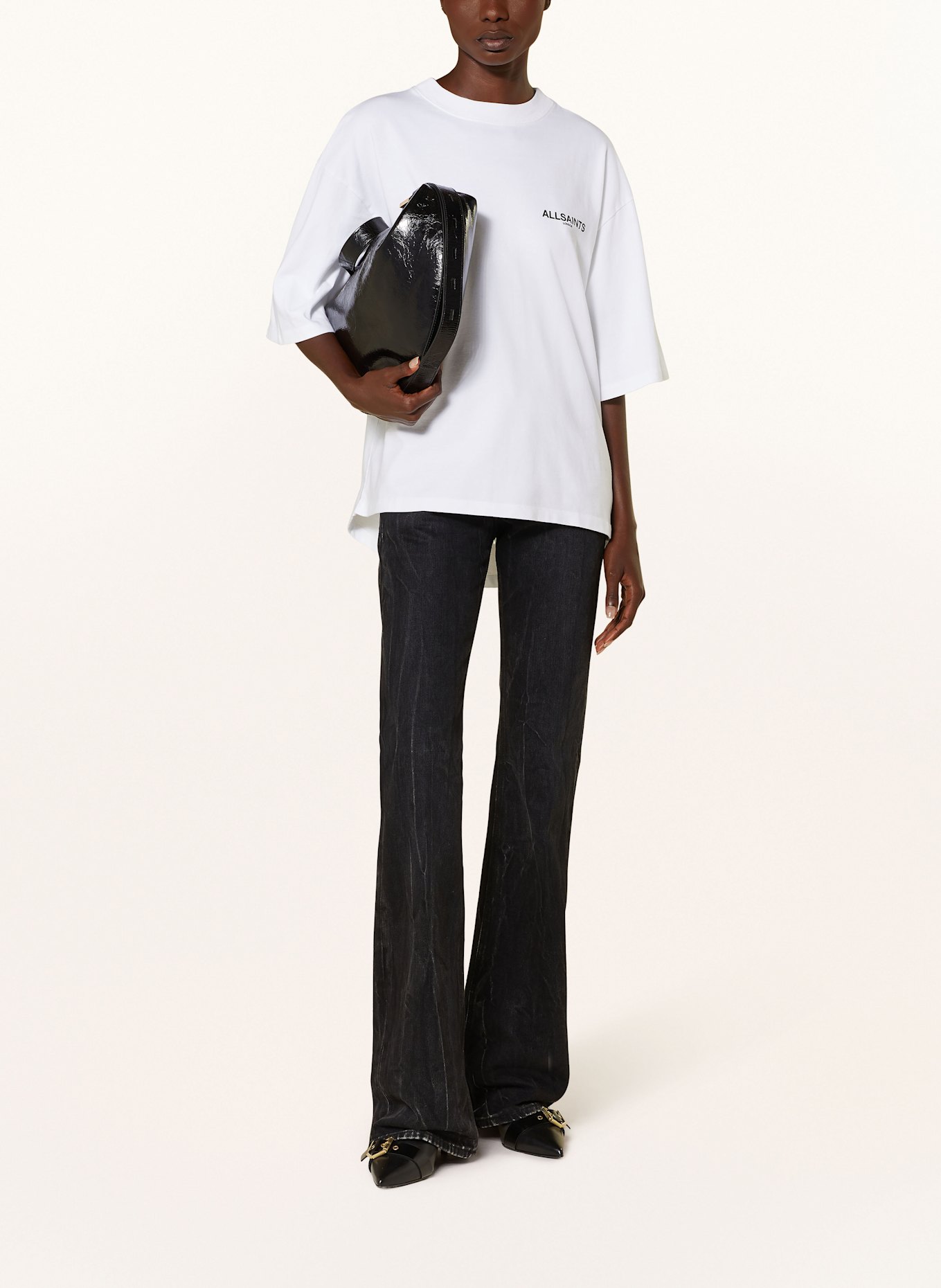 ALLSAINTS Oversized shirt AMELIE, Color: WHITE/ BLACK/ GRAY (Image 3)