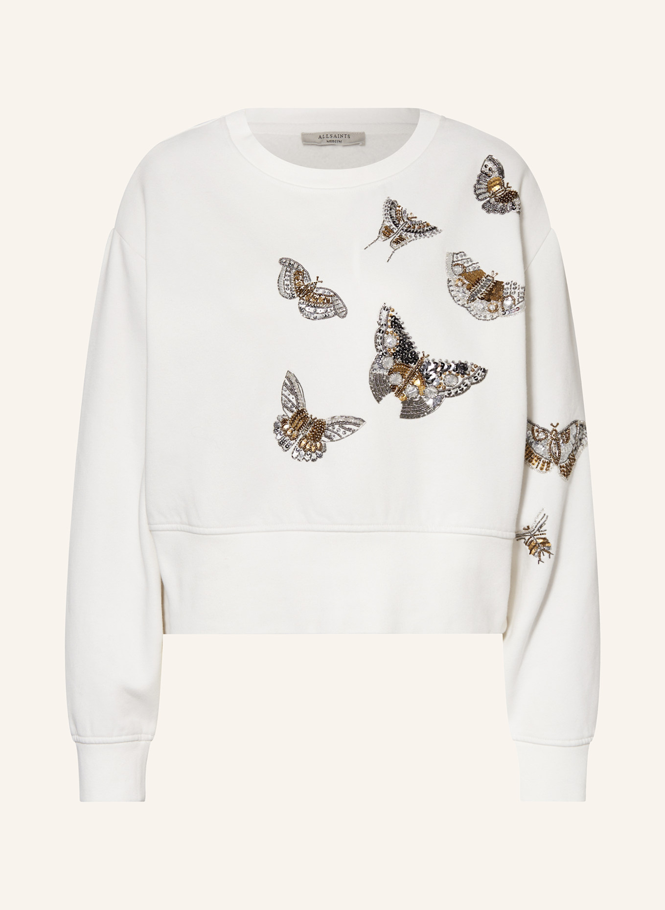 ALLSAINTS SEPARO sweatshirt with sequins: ECRU