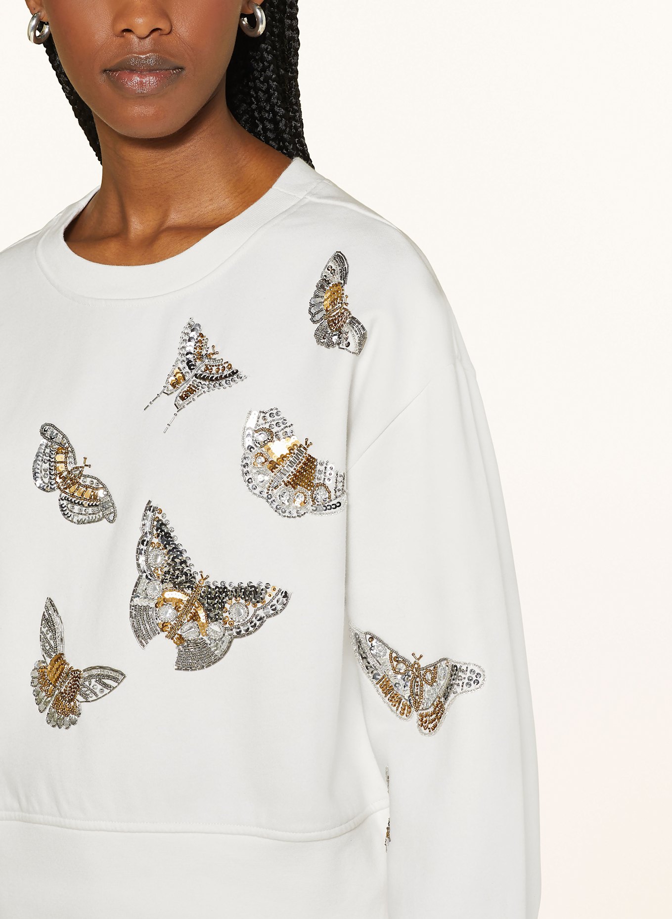 ALLSAINTS SEPARO sweatshirt with sequins: ECRU