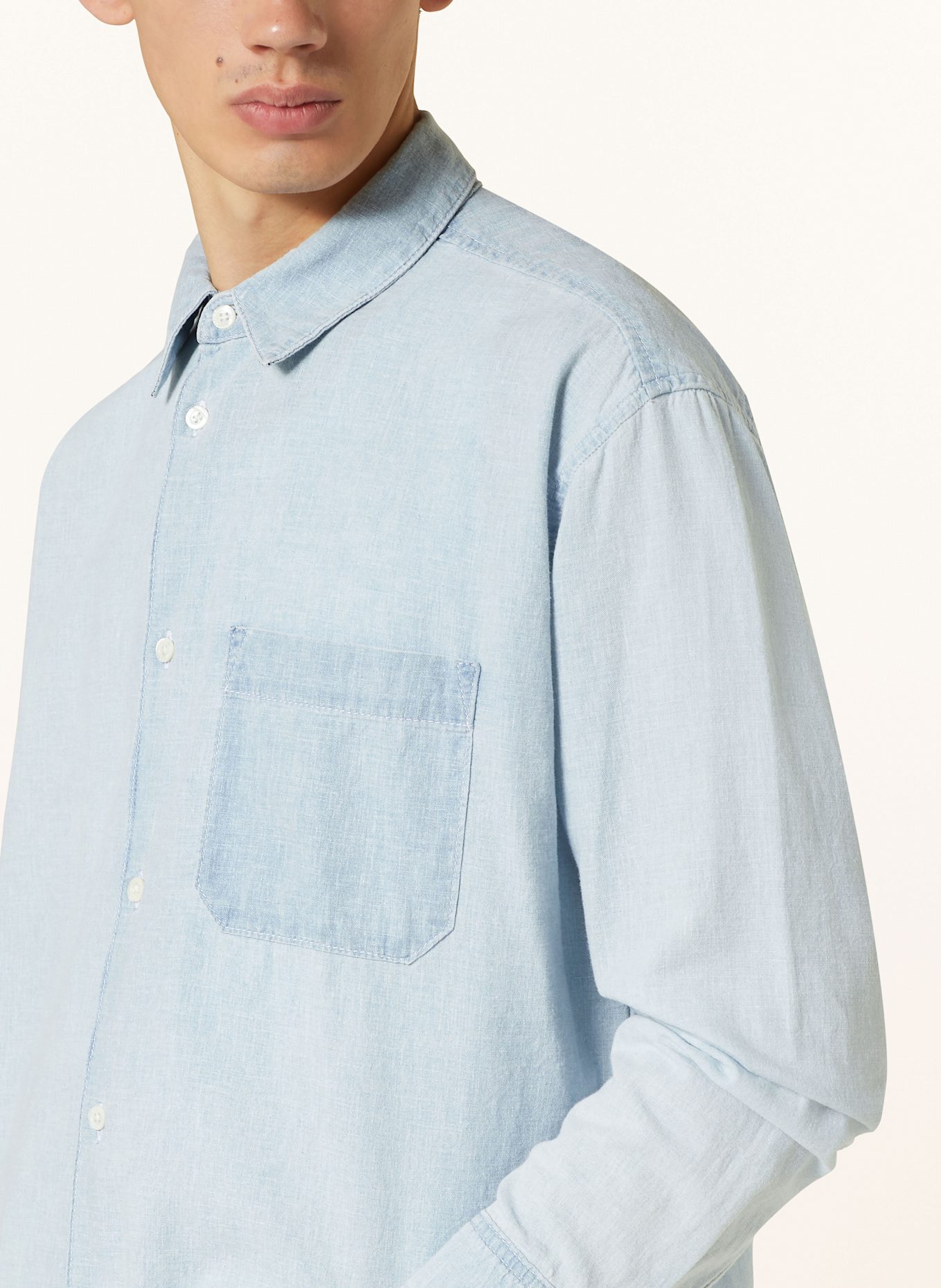 FRAME Jeanshemd Comfort Fit mit Leinen: HELLBLAU