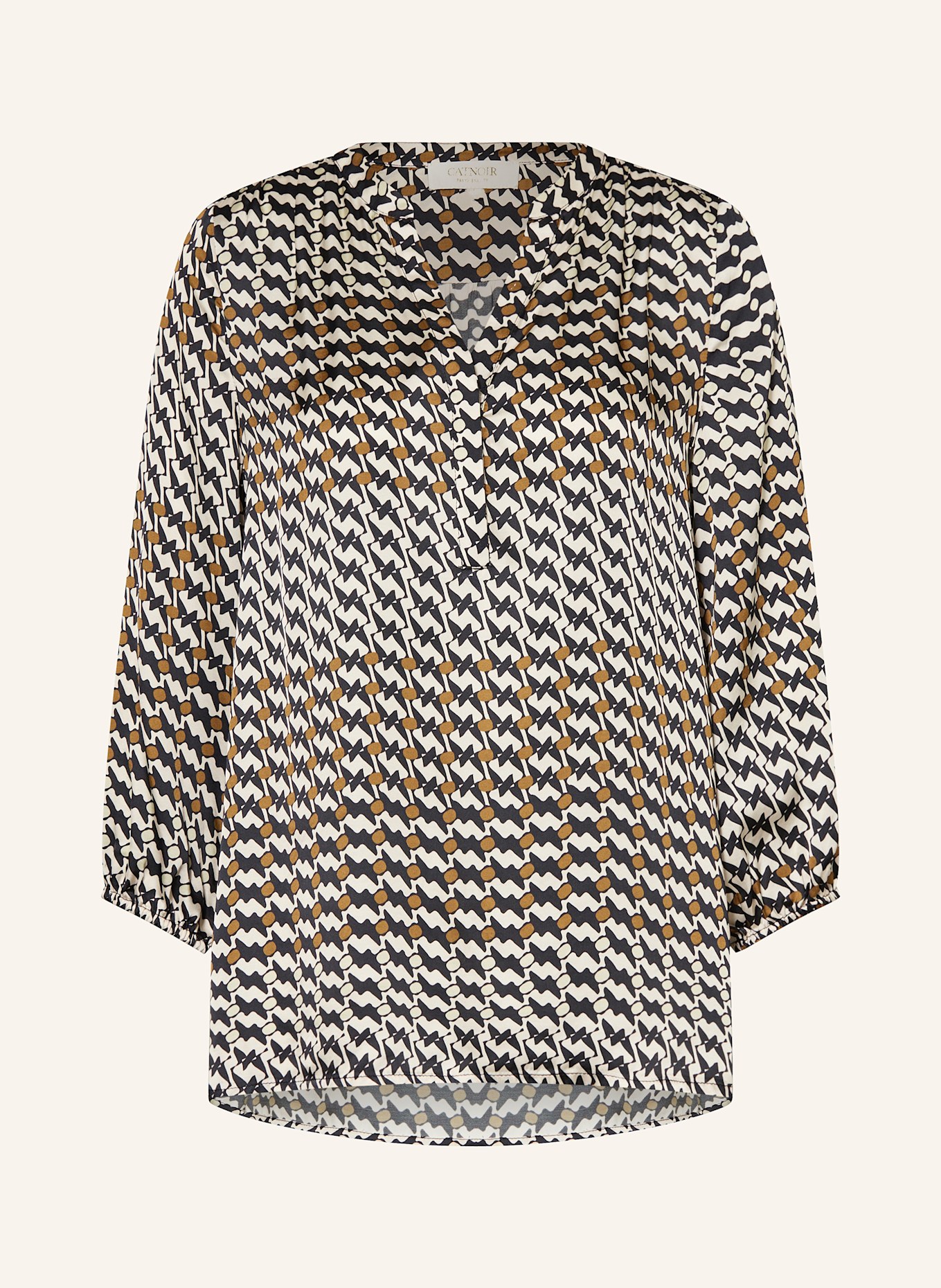 CATNOIR Satintunika: CREME / SCHWARZ / COGNAC