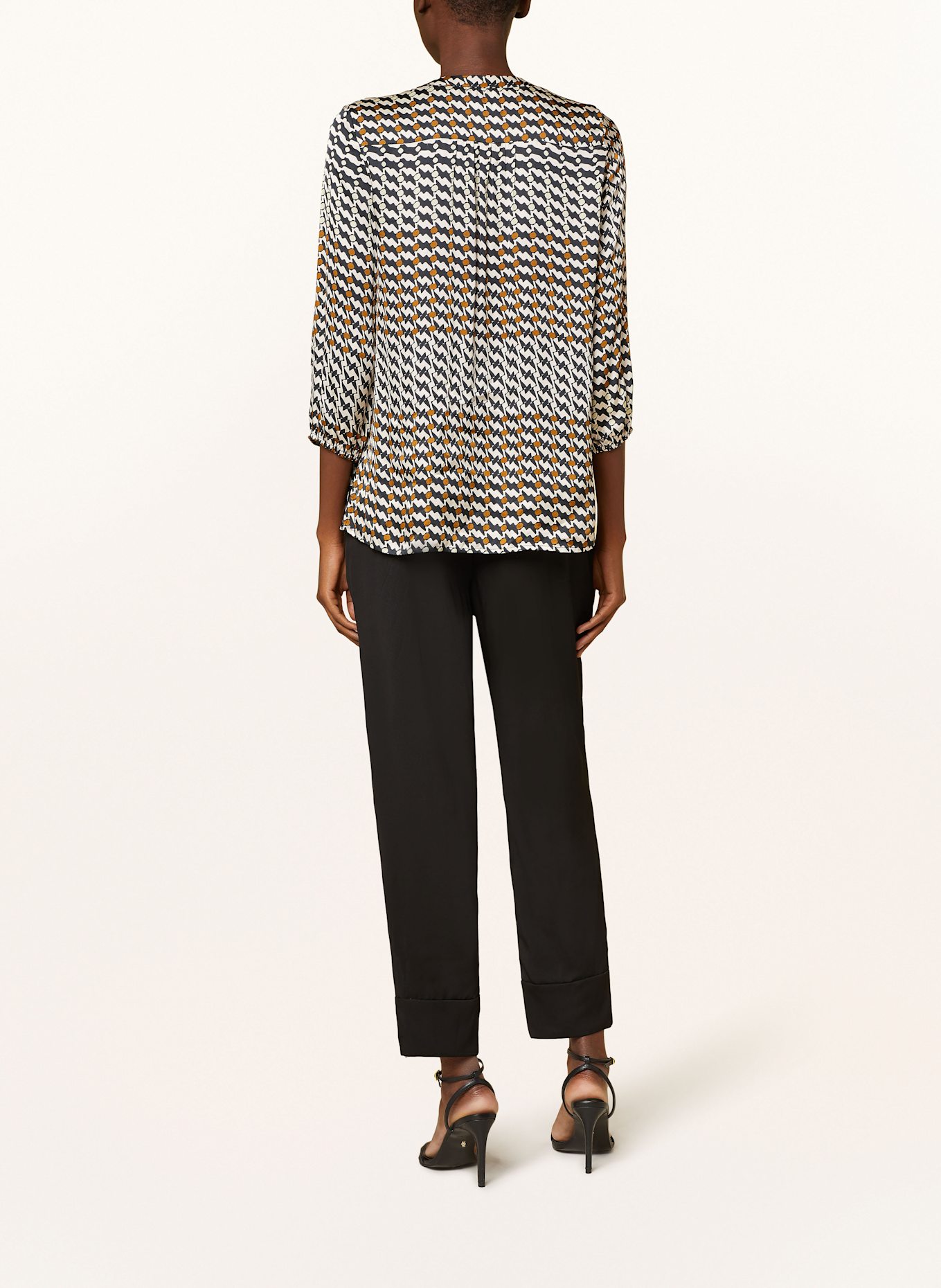 CATNOIR Satintunika: CREME / SCHWARZ / COGNAC