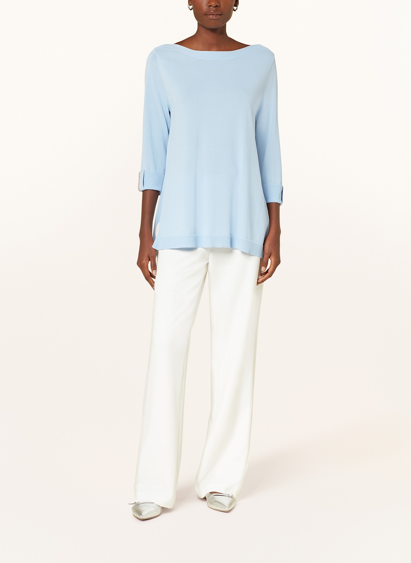 MARC AUREL Pullover mit 3/4-Arm und Schmuckperlen, Farbe: HELLBLAU (Bild 2)