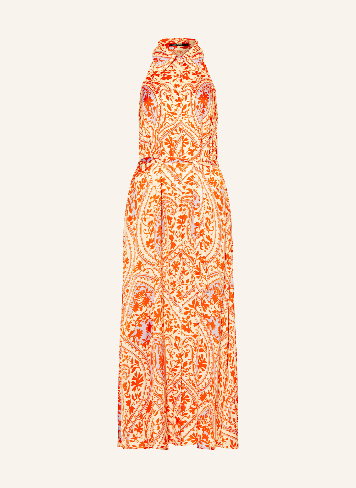 MARC AUREL Satinkleid: ECRU/ ORANGE