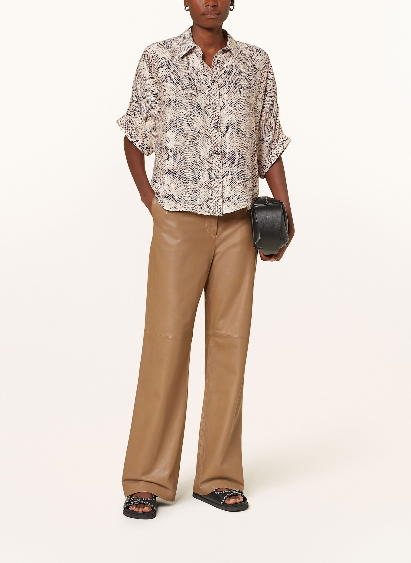 MARC AUREL Hemdbluse: HELLBRAUN / BRAUN