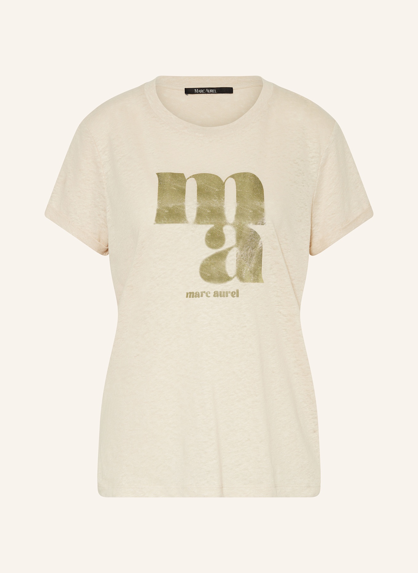 MARC AUREL Lněné tričko: BÉŽOVÁ