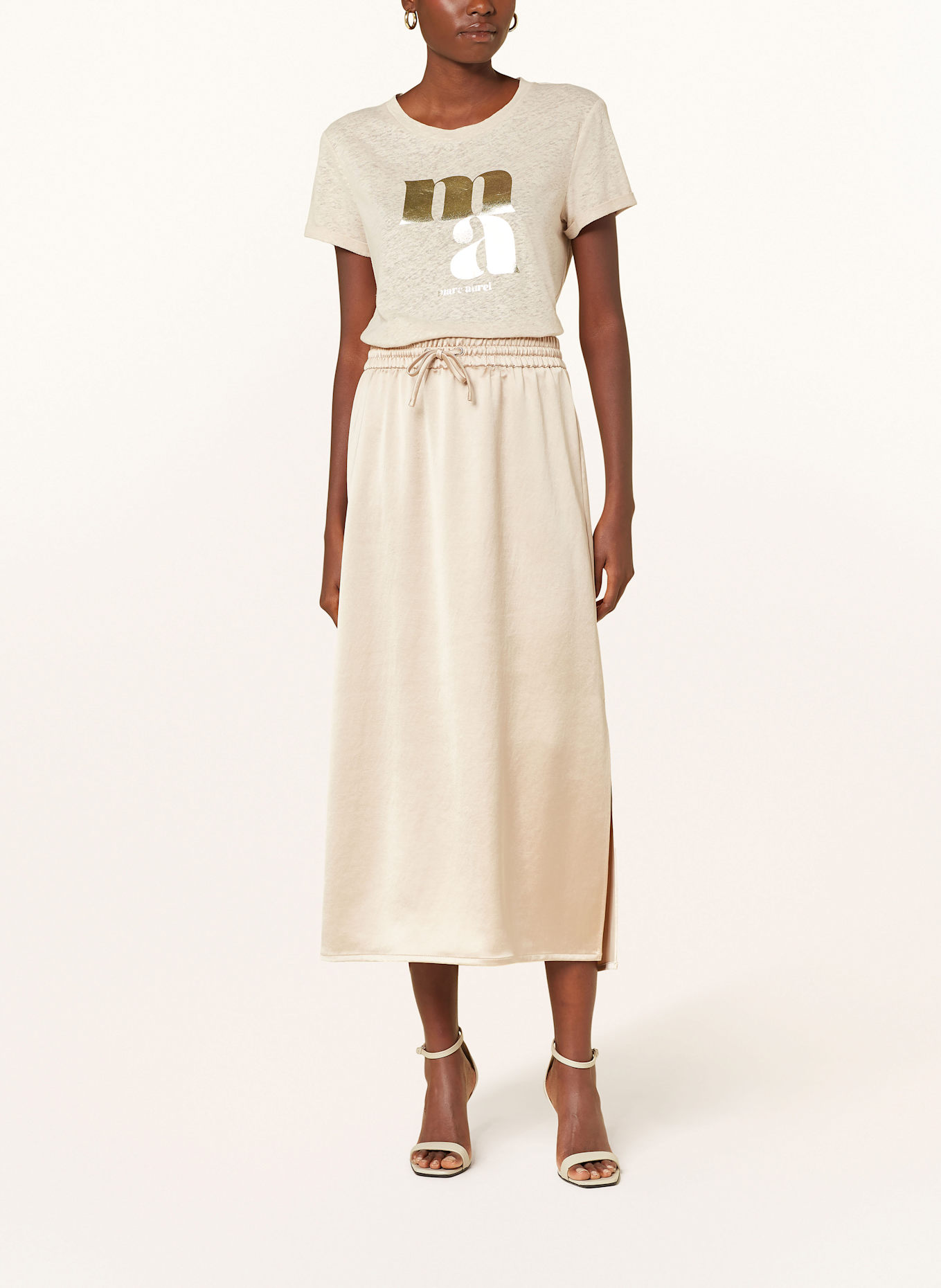 MARC AUREL Lněné tričko: BÉŽOVÁ