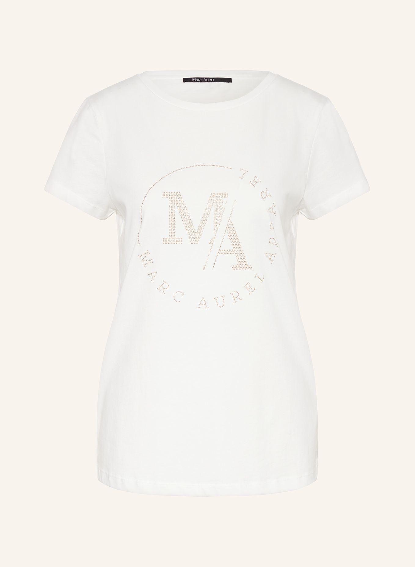 MARC AUREL T-Shirt mit Schmucksteinen: WEISS