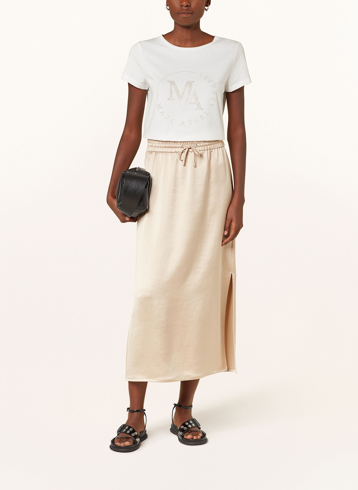 MARC AUREL T-Shirt mit Schmucksteinen: WEISS