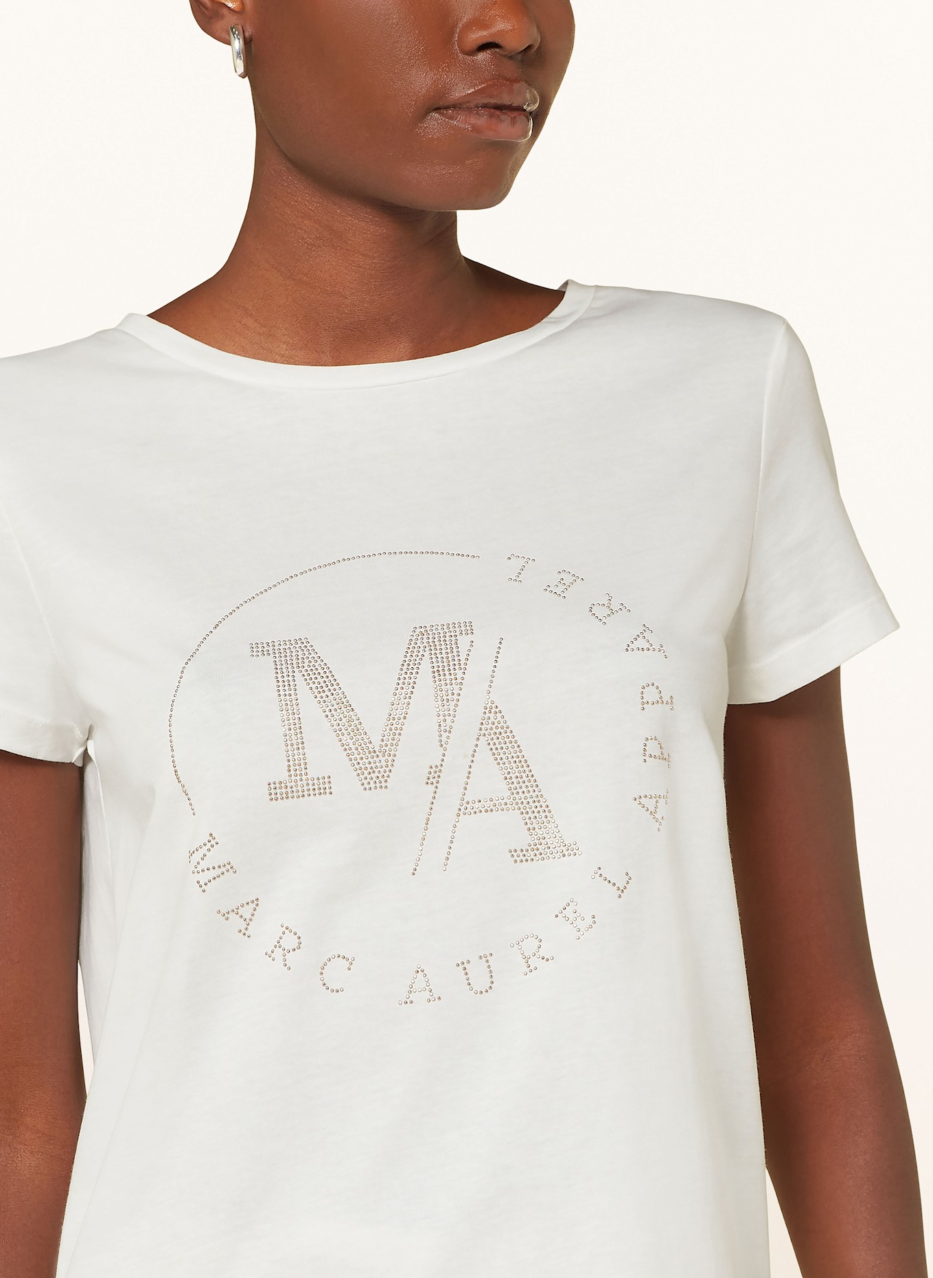 MARC AUREL T-Shirt mit Schmucksteinen: WEISS