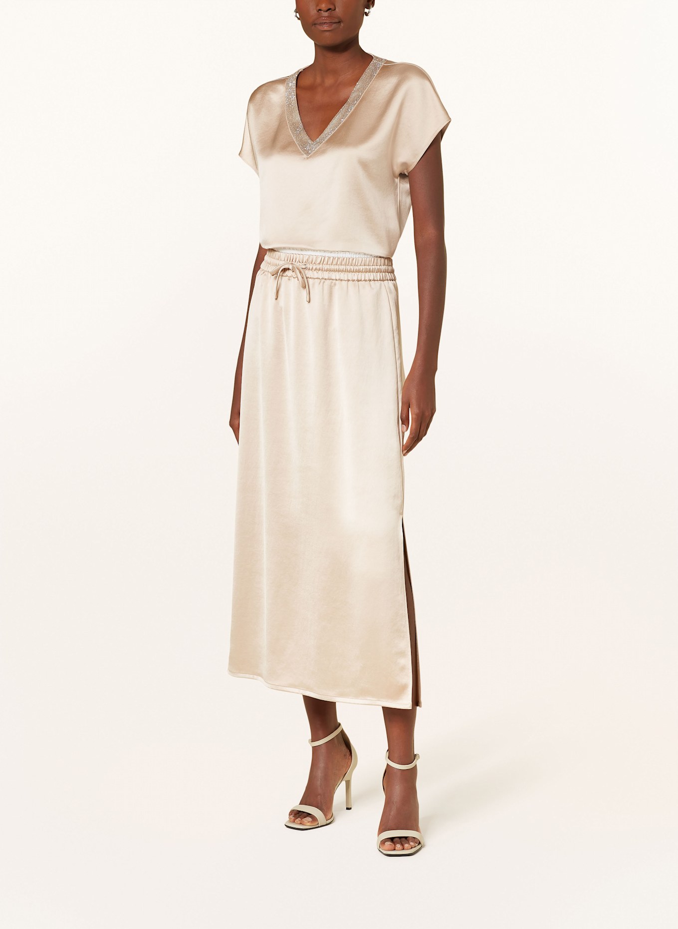 MARC AUREL Satin trousers: BEIGE