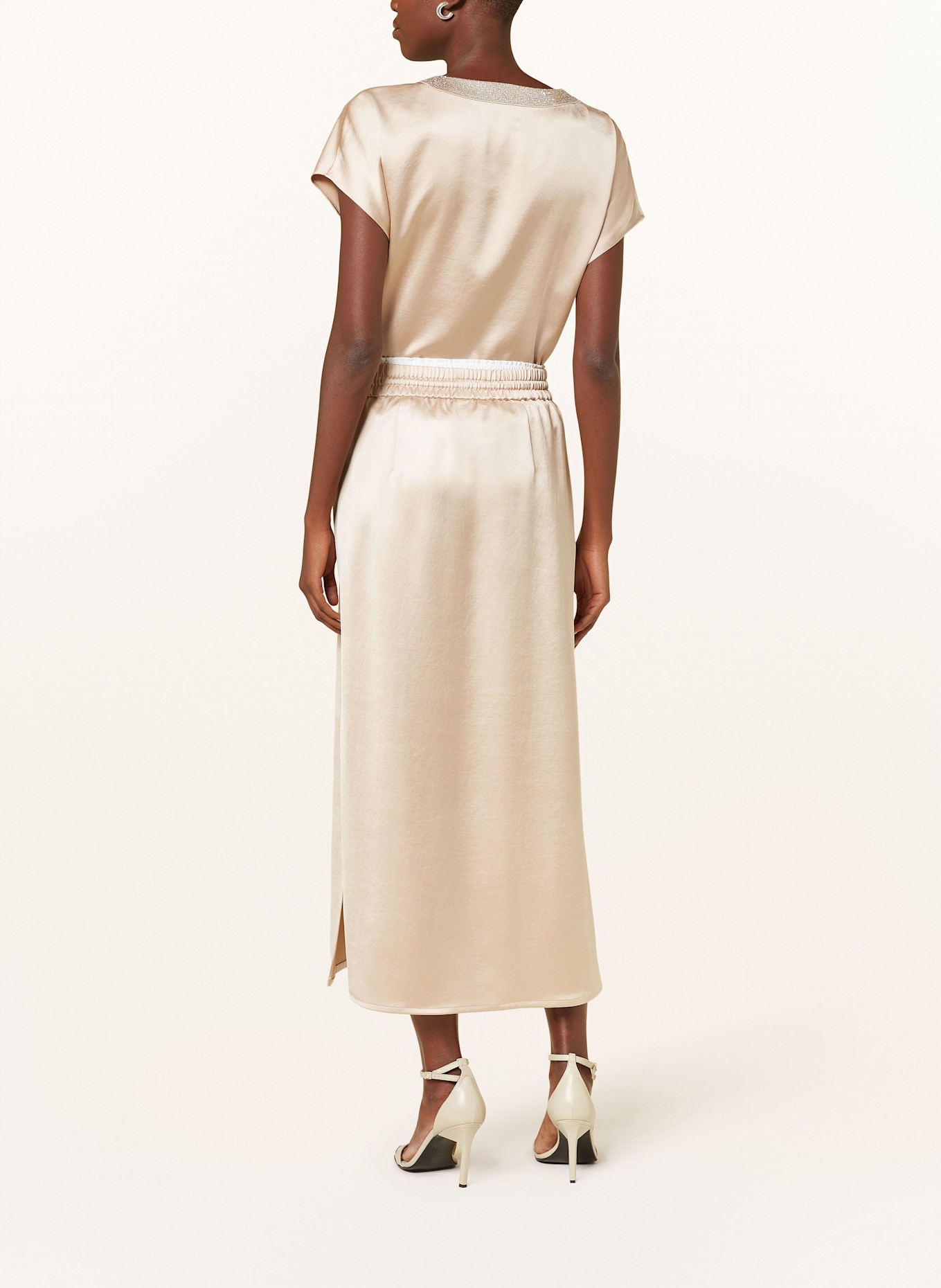 MARC AUREL Satin trousers: BEIGE