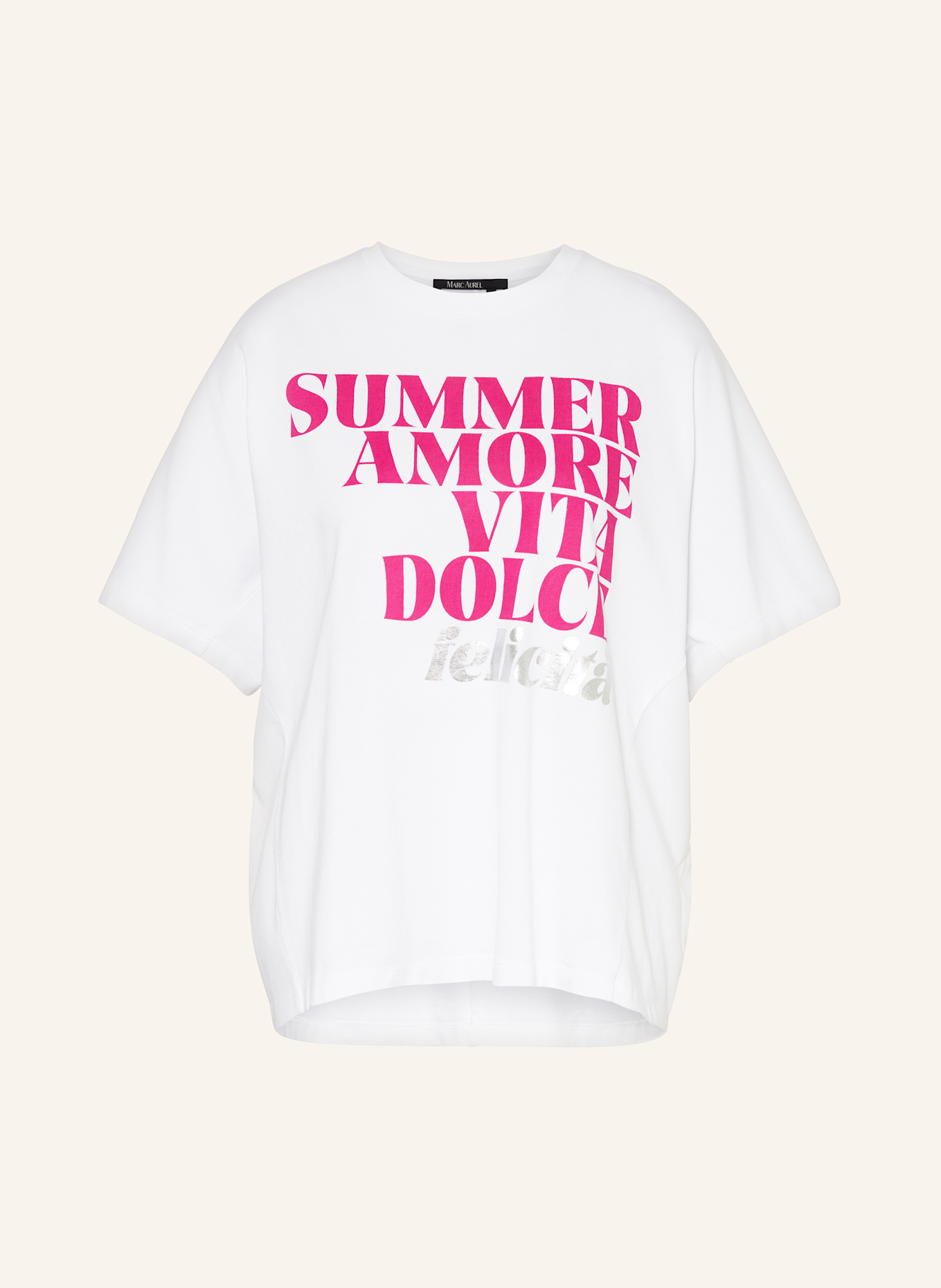 MARC AUREL Oversized-Shirt: WEISS / PINK