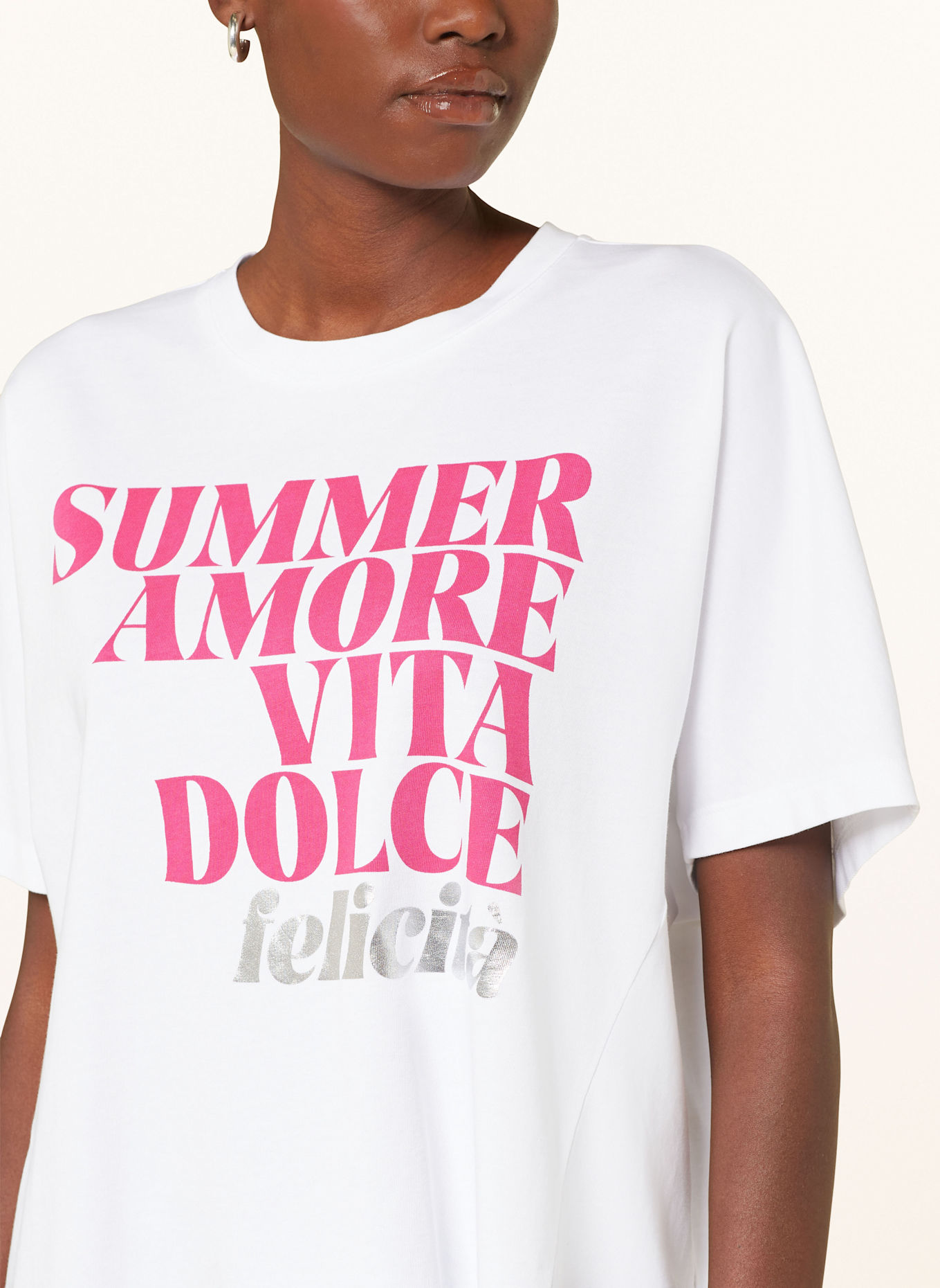 MARC AUREL Oversized-Shirt: WEISS / PINK