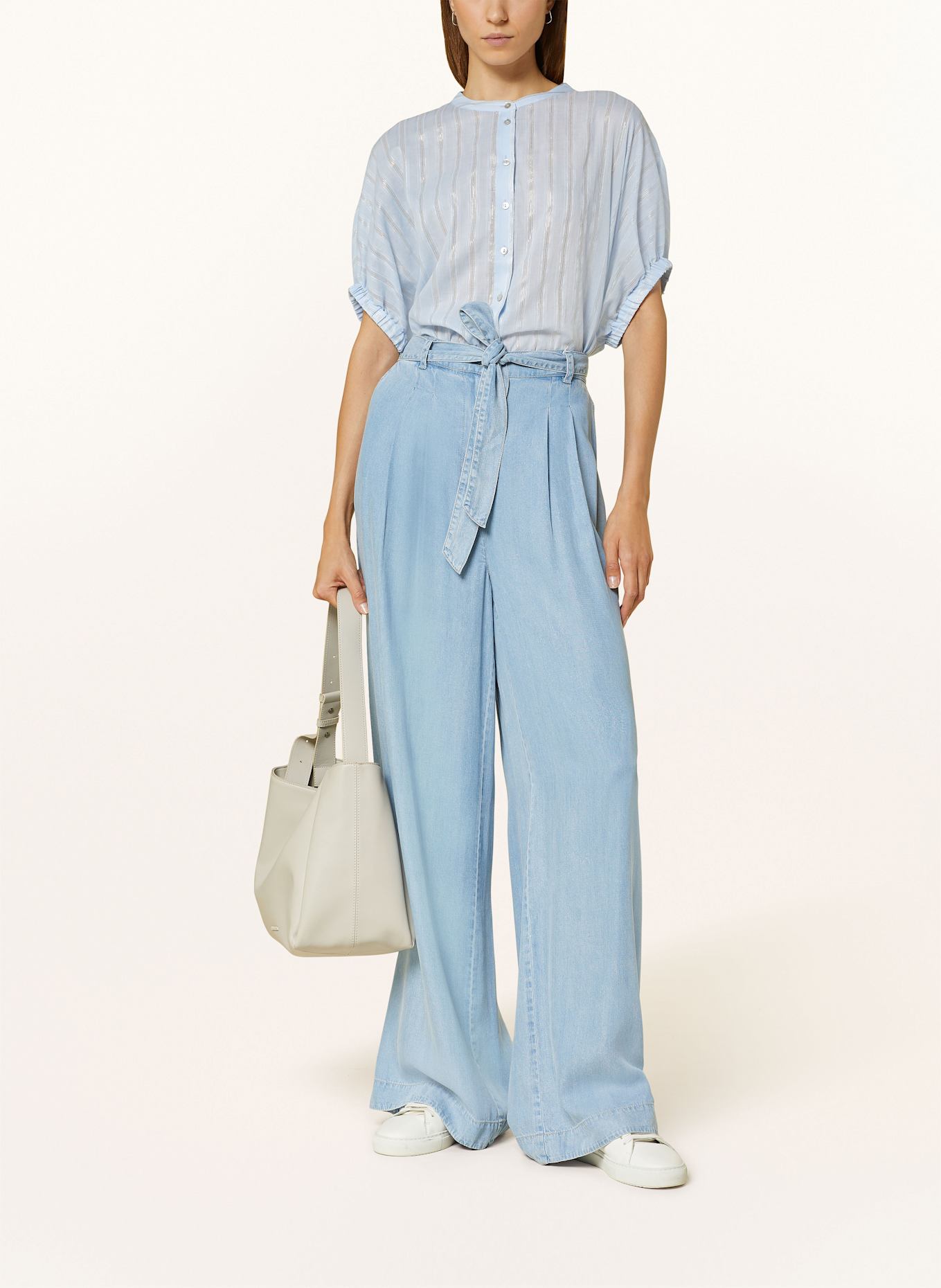 BEAUMONT Hemdbluse IDA mit Glitzergarn: HELLBLAU / GOLD