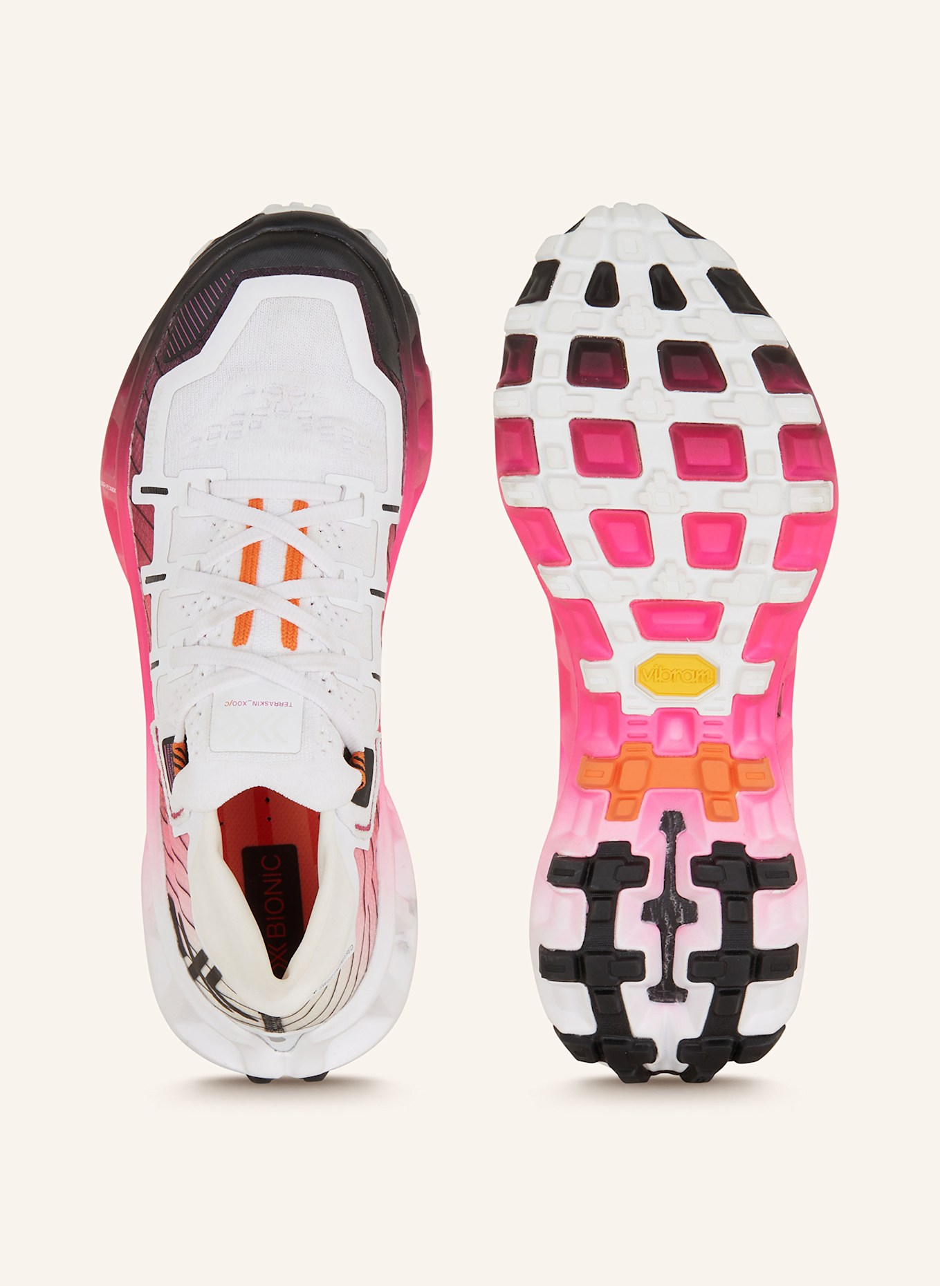 X-BIONIC TERRASKIN trail running shoes: WHITE / NEON PINK / BLACK