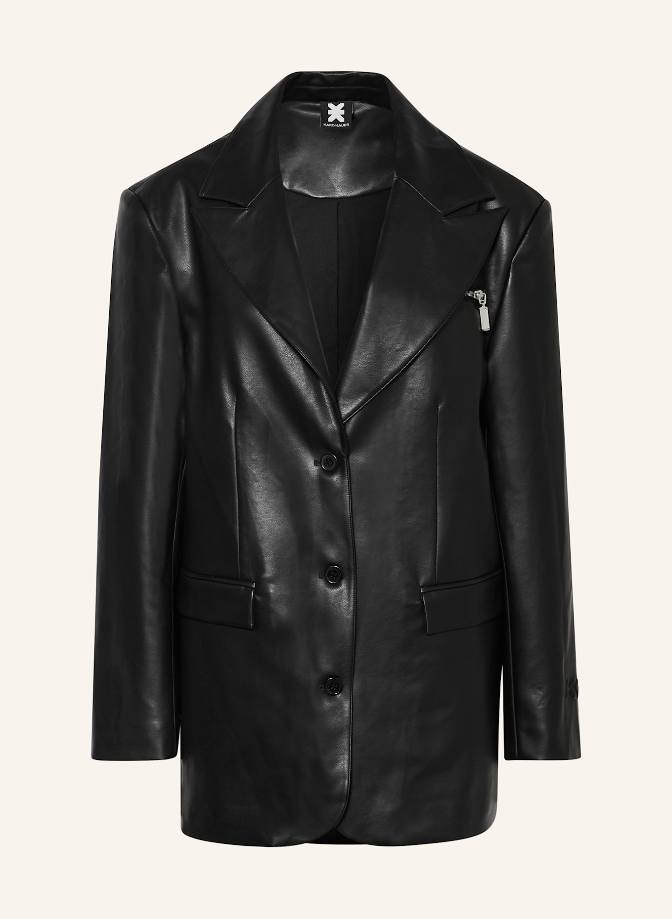 KARO KAUER Longblazer in Lederoptik: SCHWARZ