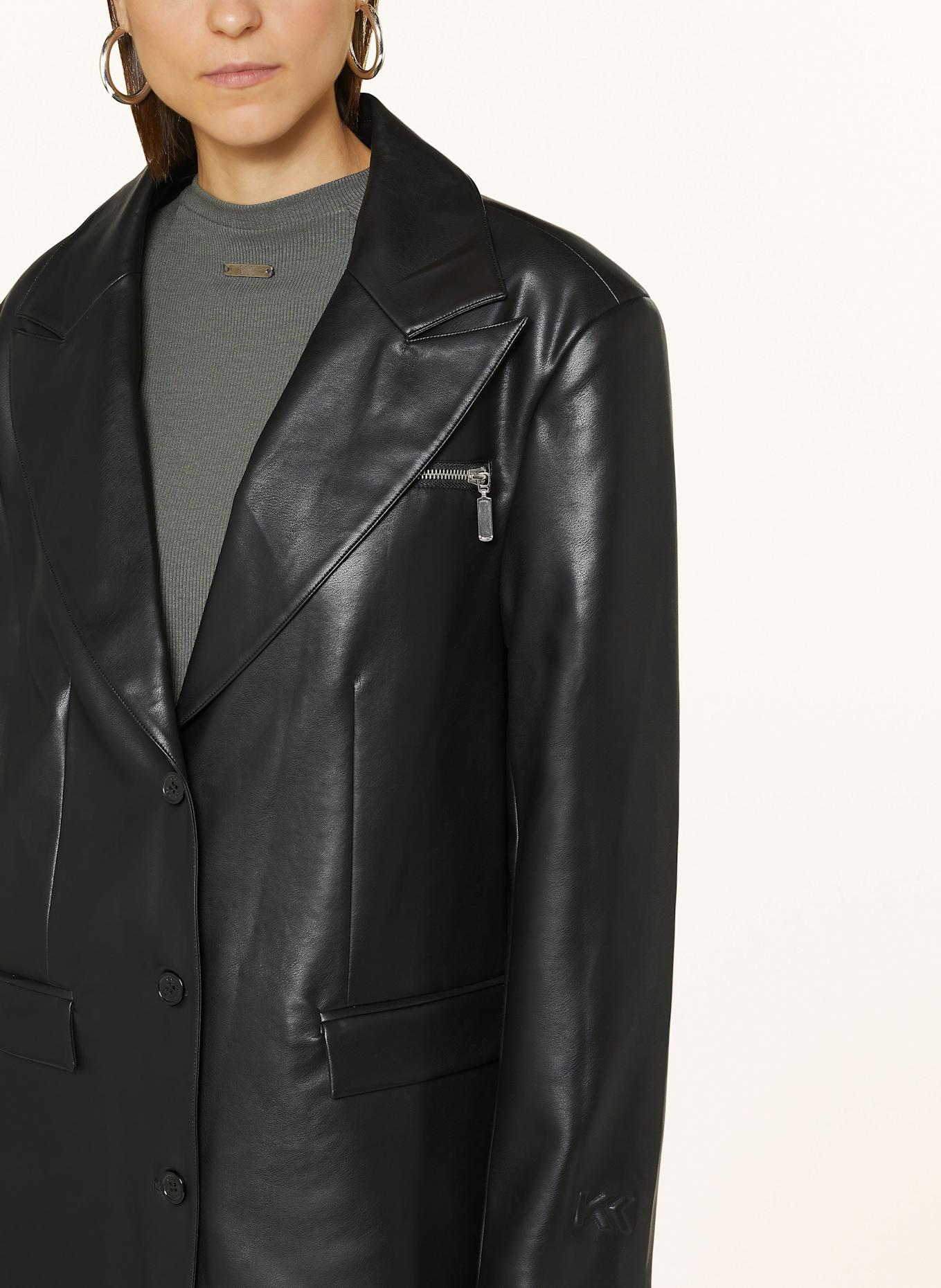 KARO KAUER Longblazer in Lederoptik: SCHWARZ