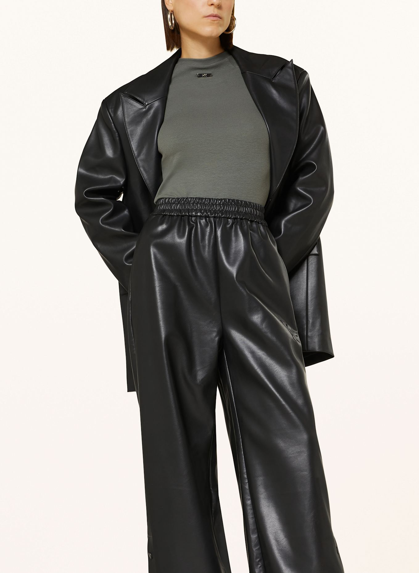 KARO KAUER Longblazer in Lederoptik: SCHWARZ