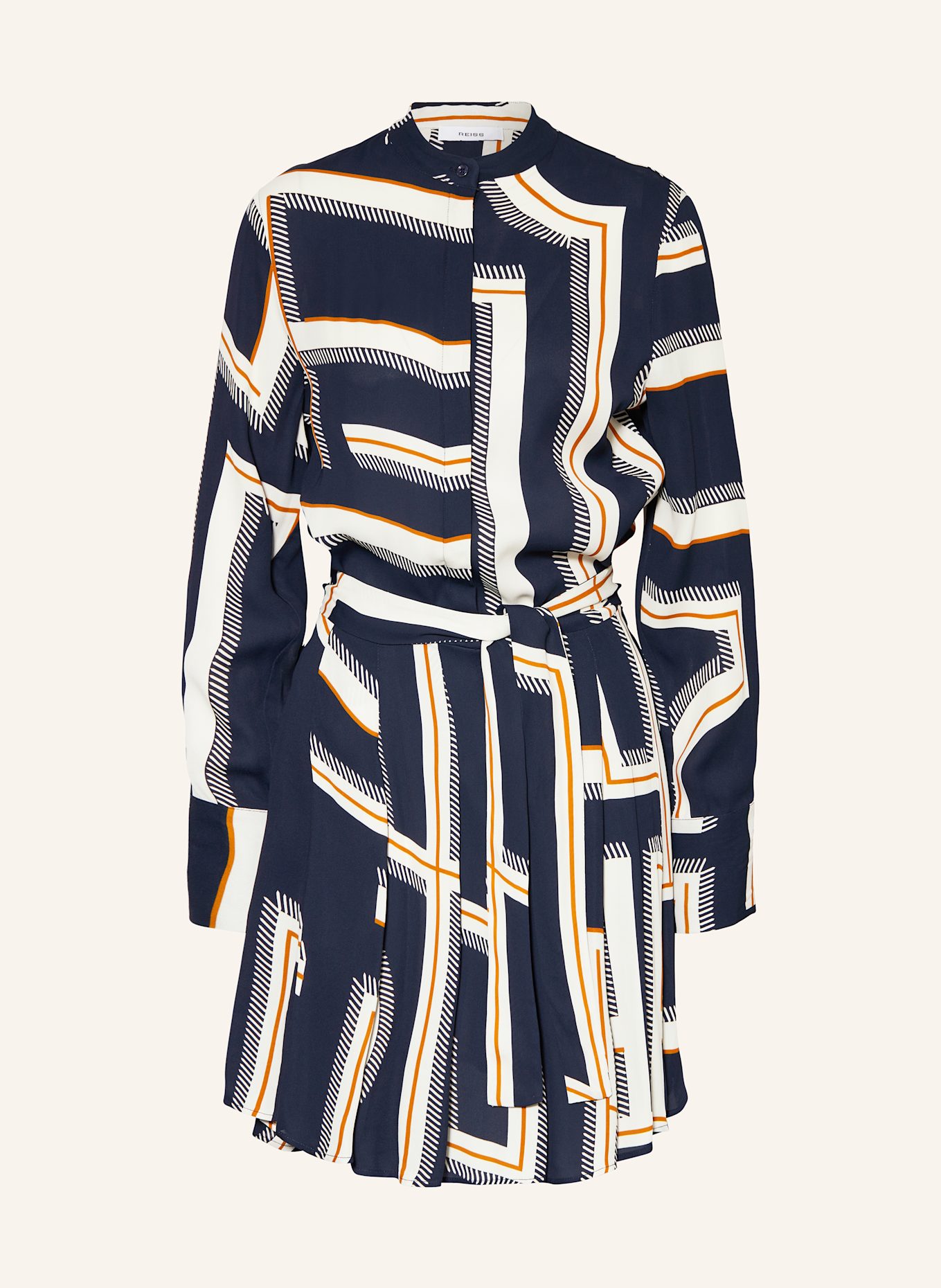 REISS Šaty CIARA: TMAVĚ MODRÁ / KRÉMOVÁ / KOŇAKOVÁ