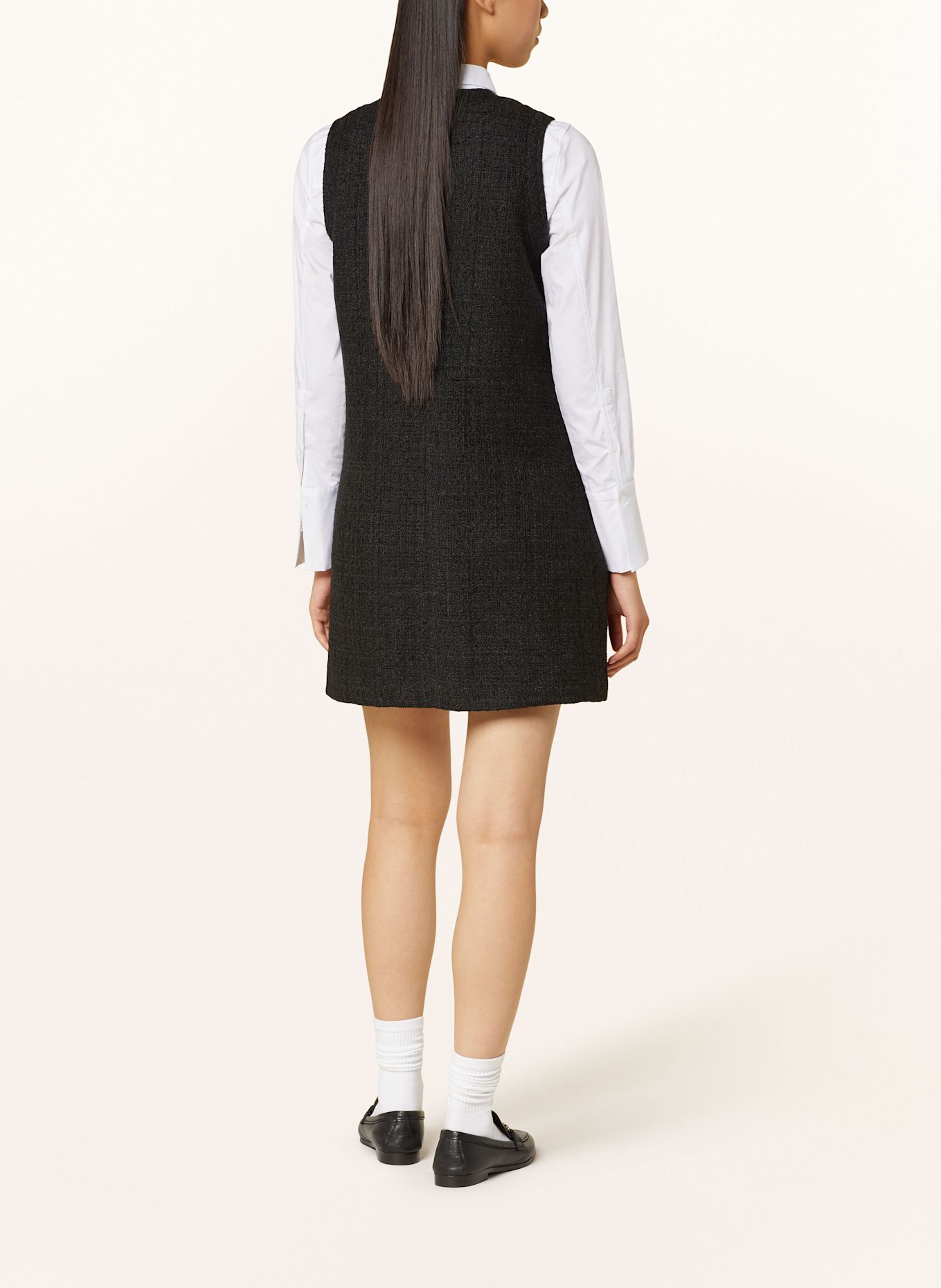 SANDRO Tweed-Kleid: SCHWARZ